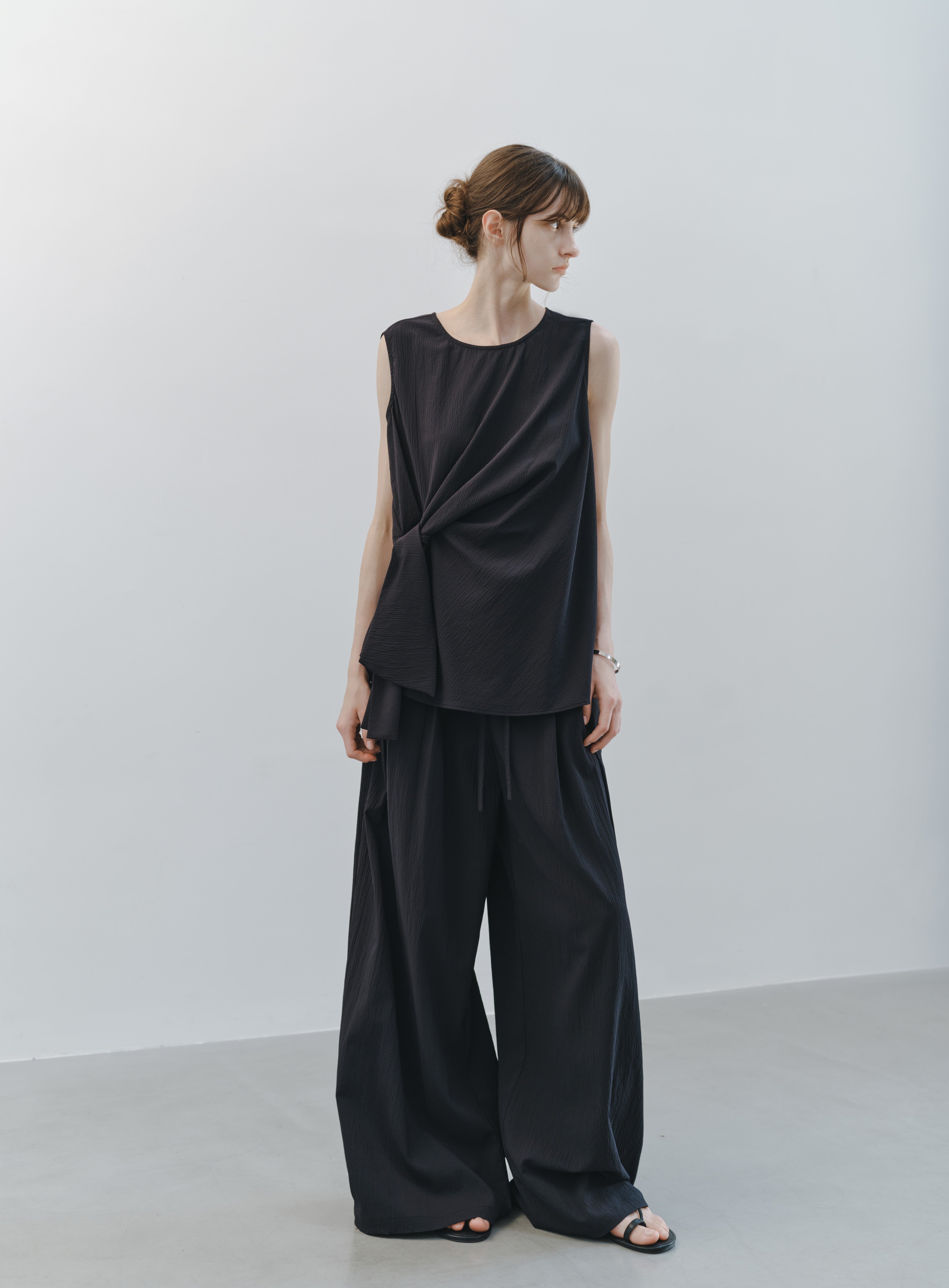 SEERSUCKER WIDE PANTS