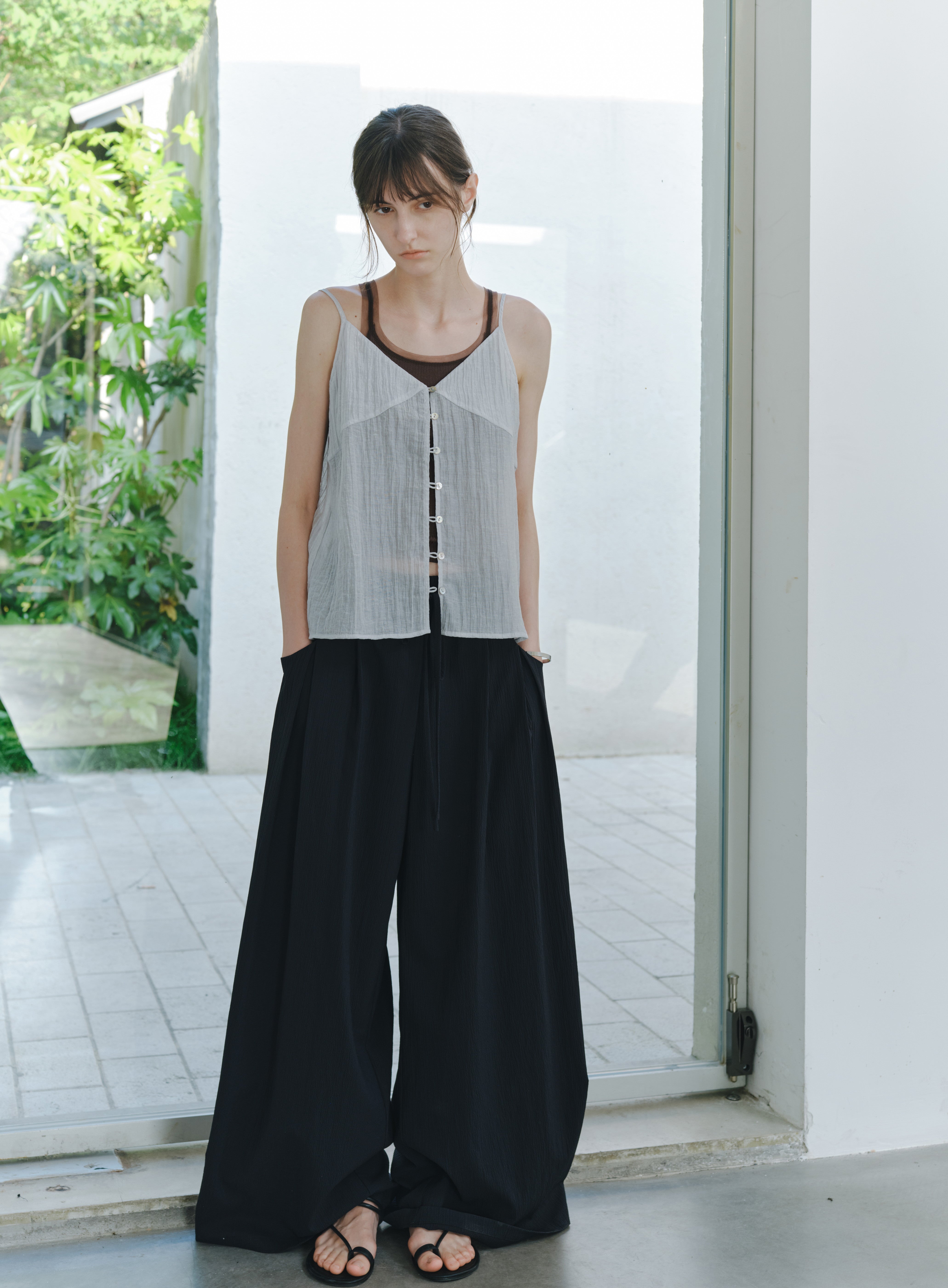 SEERSUCKER WIDE PANTS