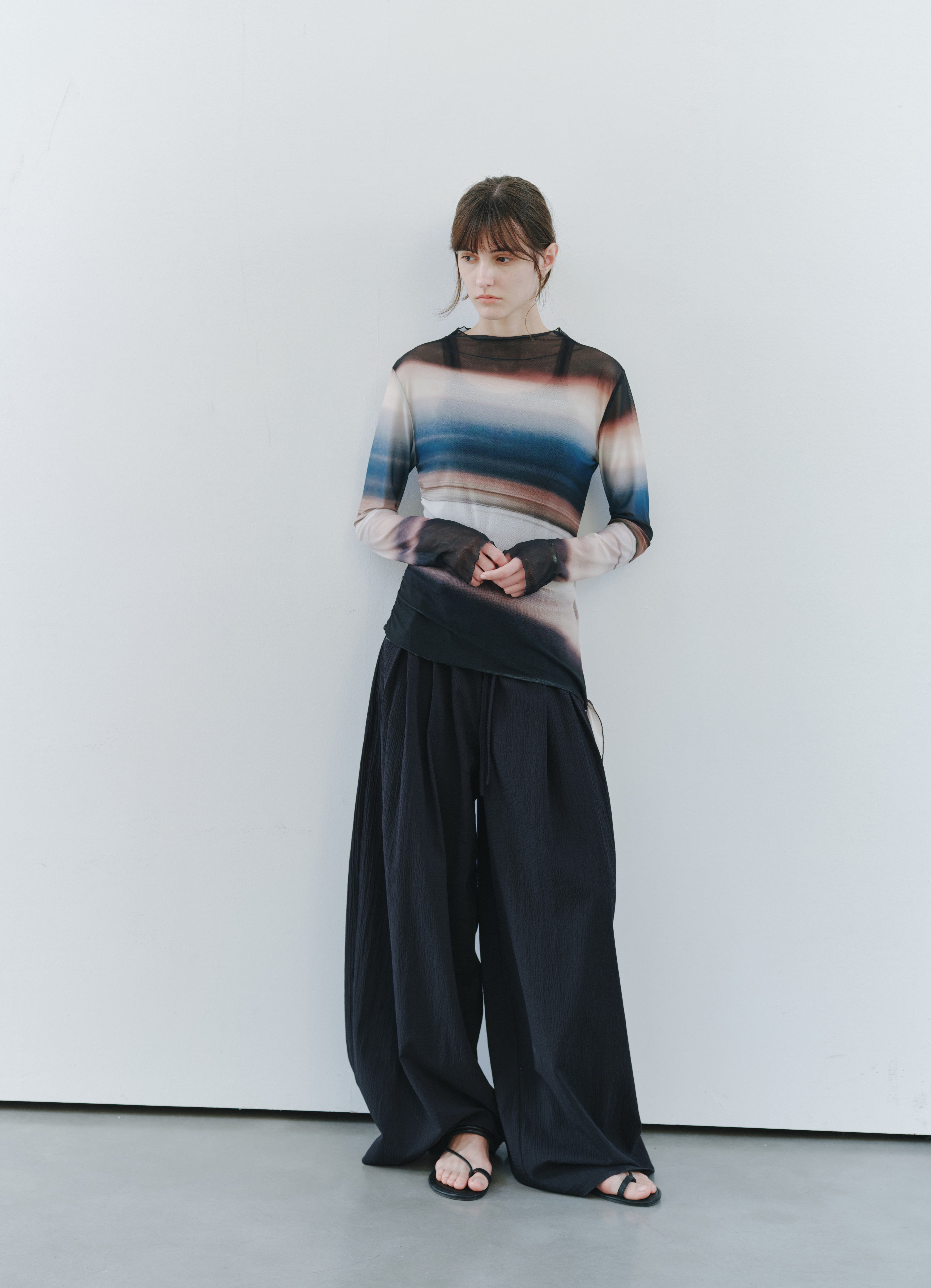 SEERSUCKER WIDE PANTS