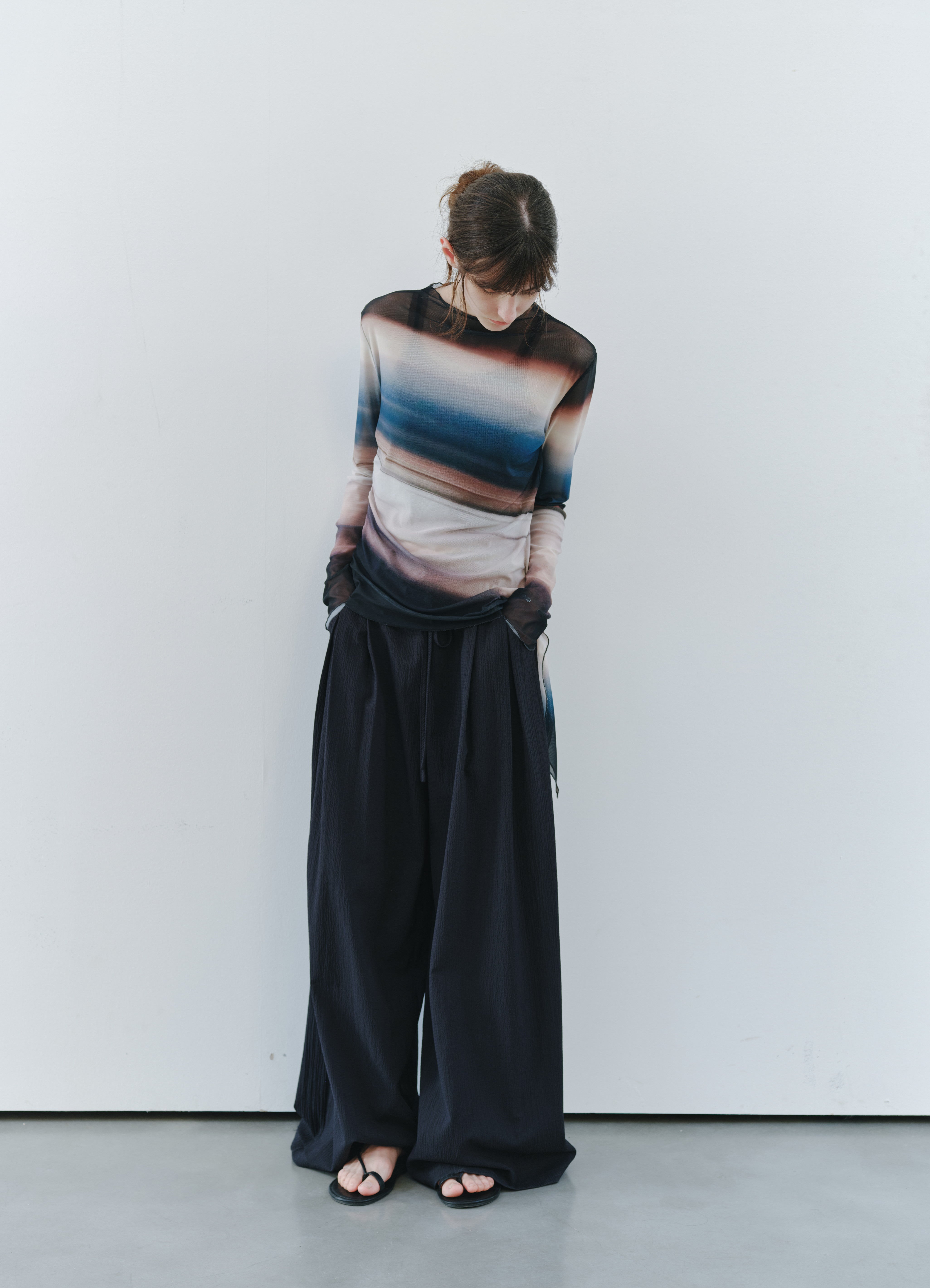 SEERSUCKER WIDE PANTS