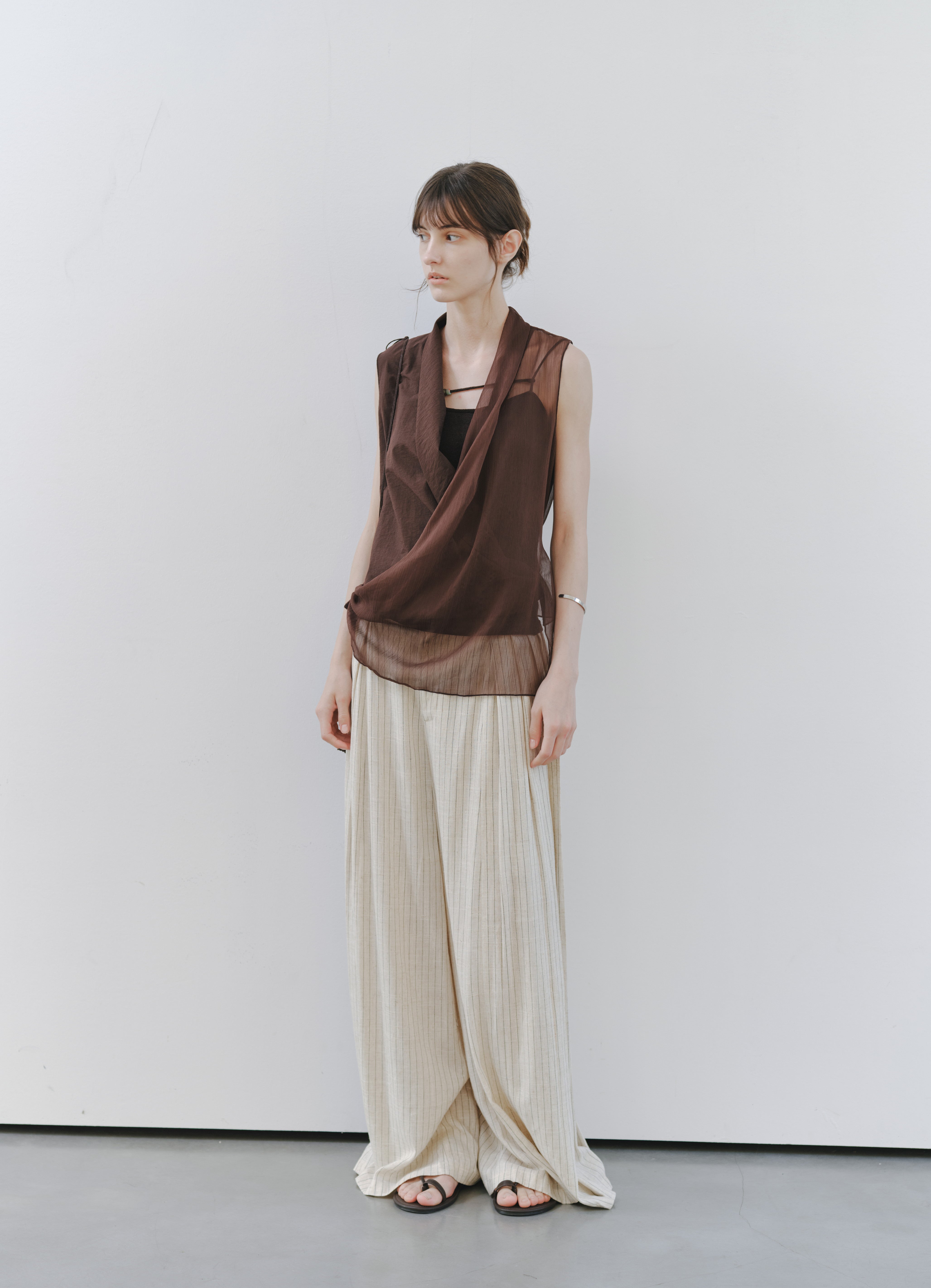 HALF SHEER CACHECOEUR BLOUSE
