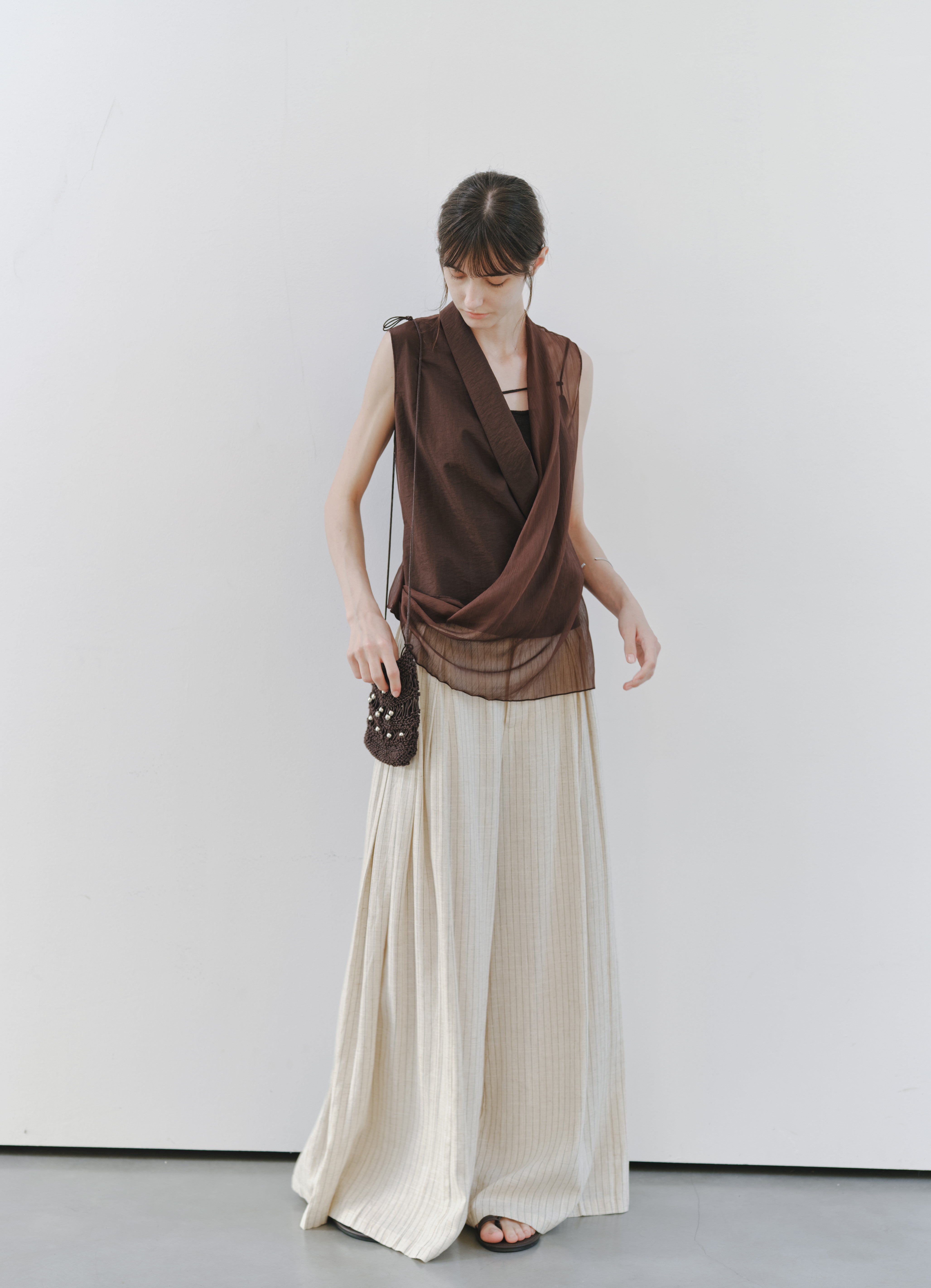 HALF SHEER CACHECOEUR BLOUSE