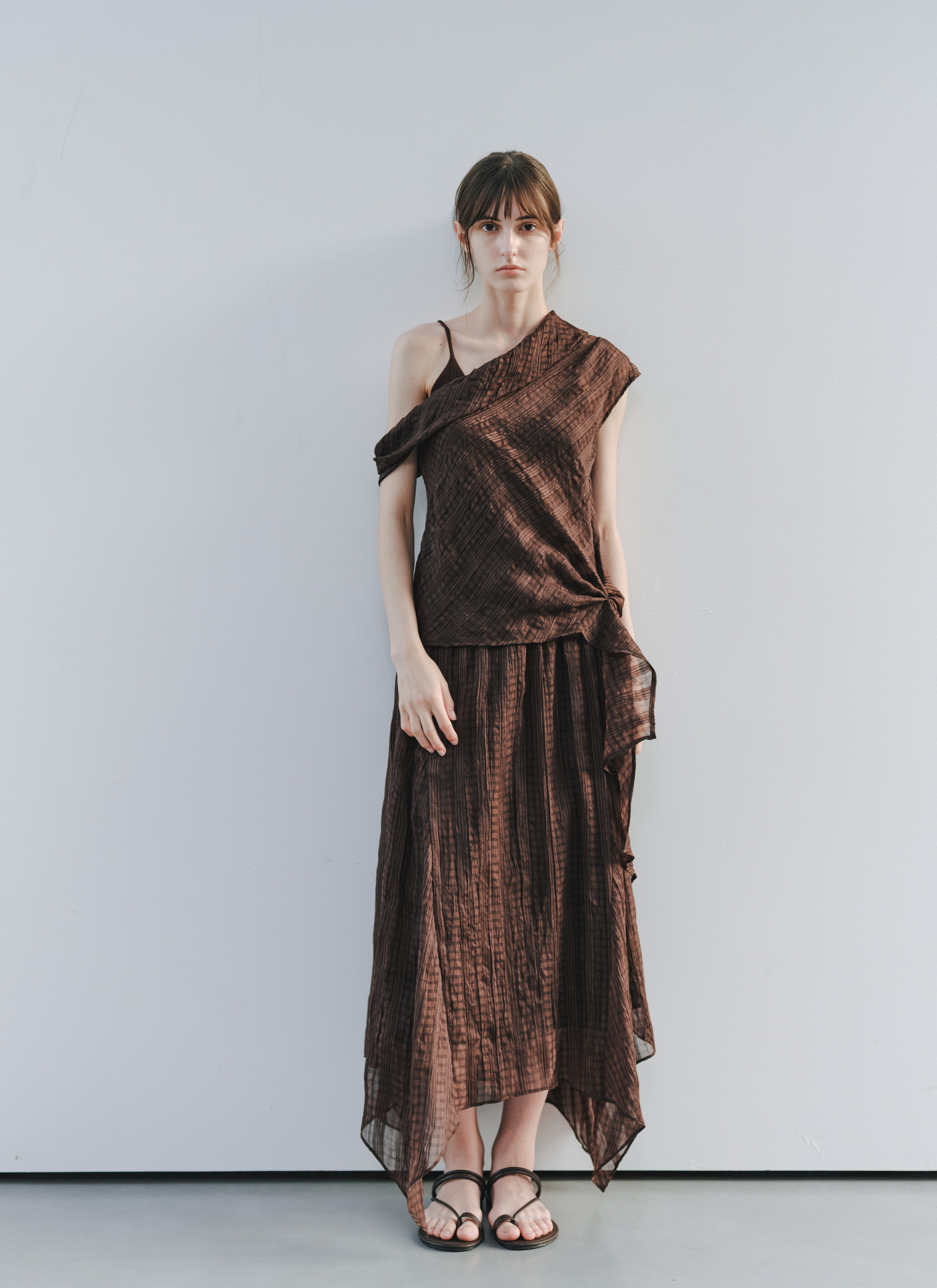 SHEER CHECK LAYERED SKIRT