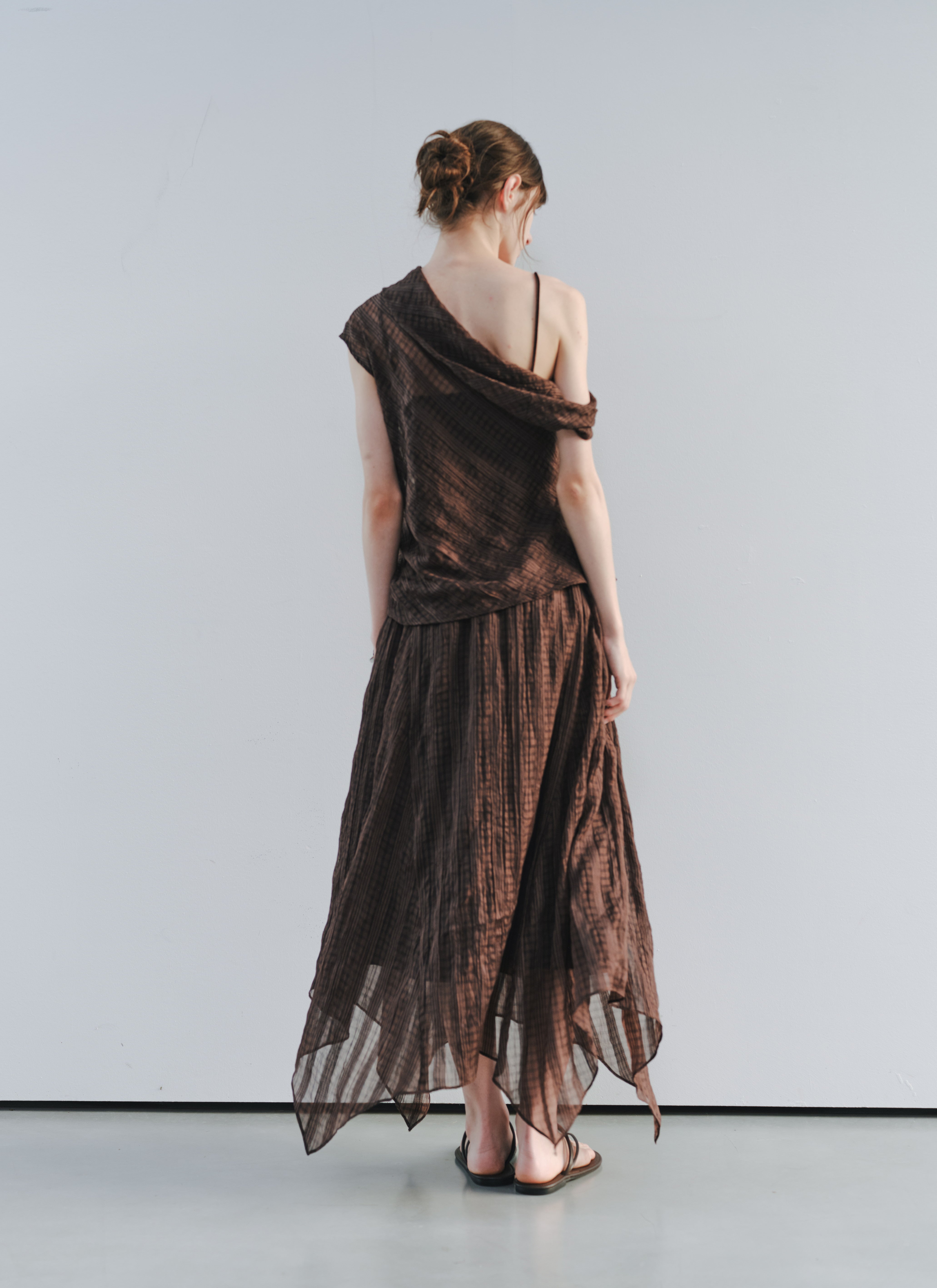 SHEER CHECK LAYERED SKIRT