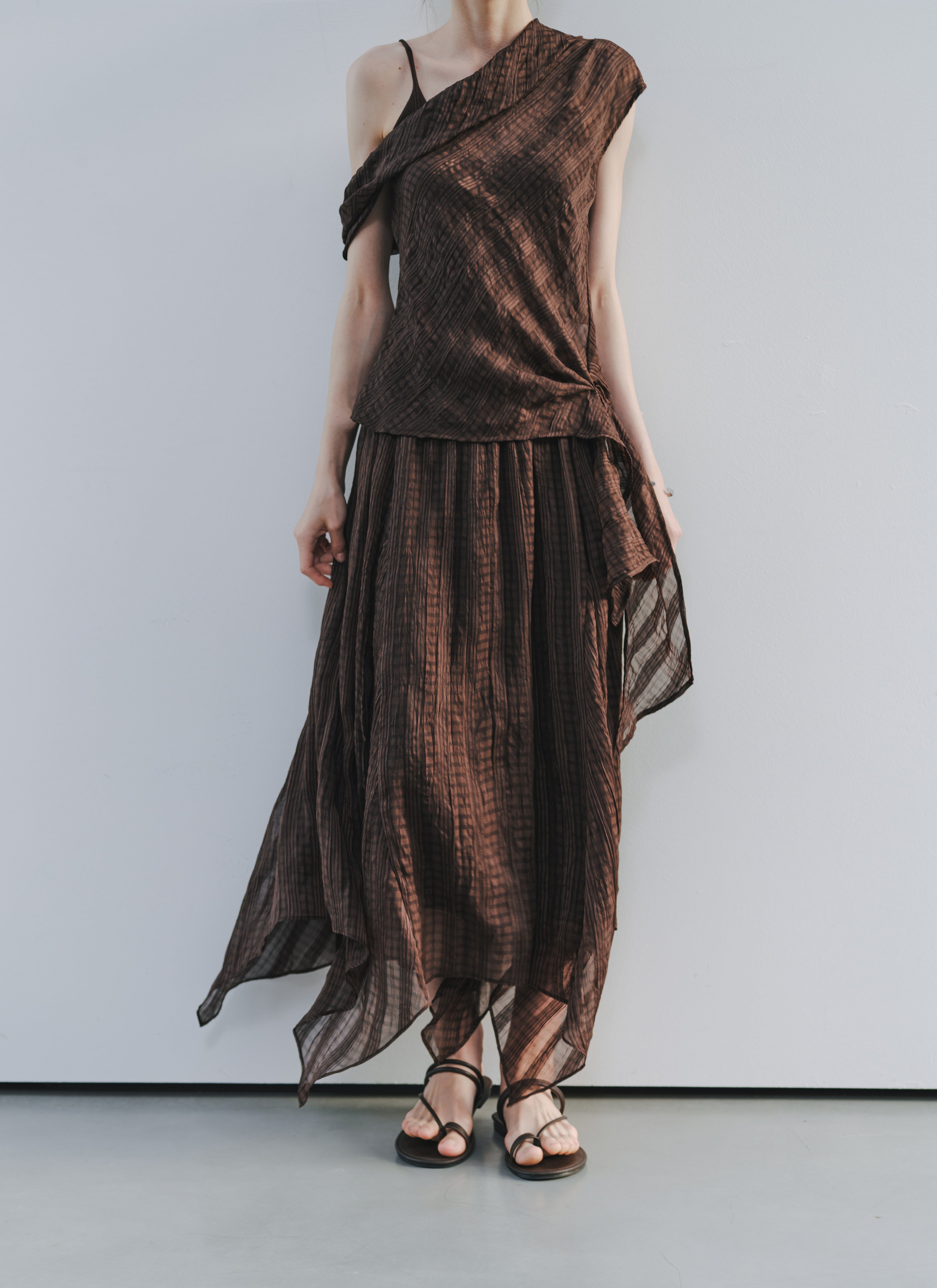 SHEER CHECK LAYERED SKIRT