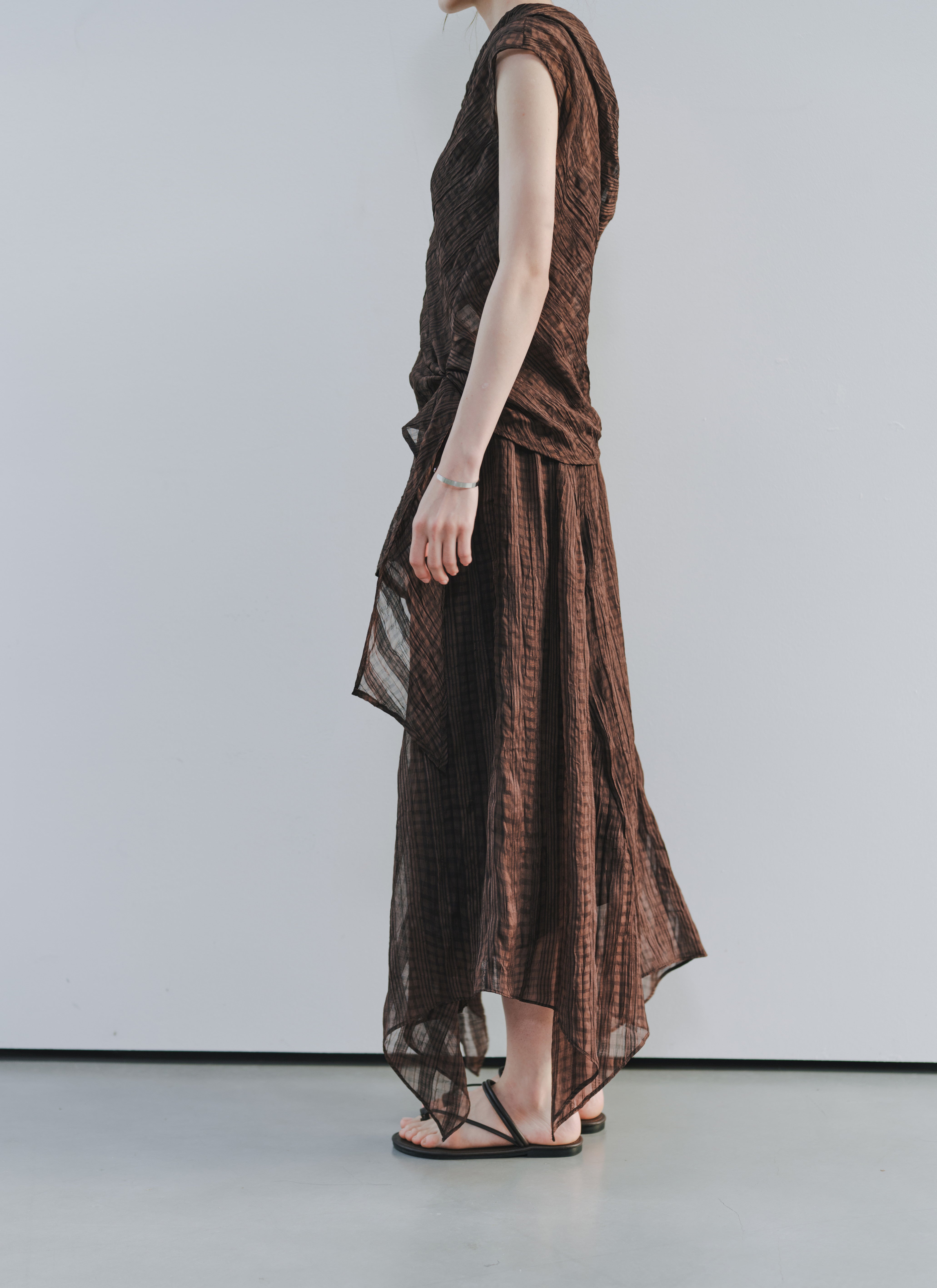 SHEER CHECK LAYERED SKIRT