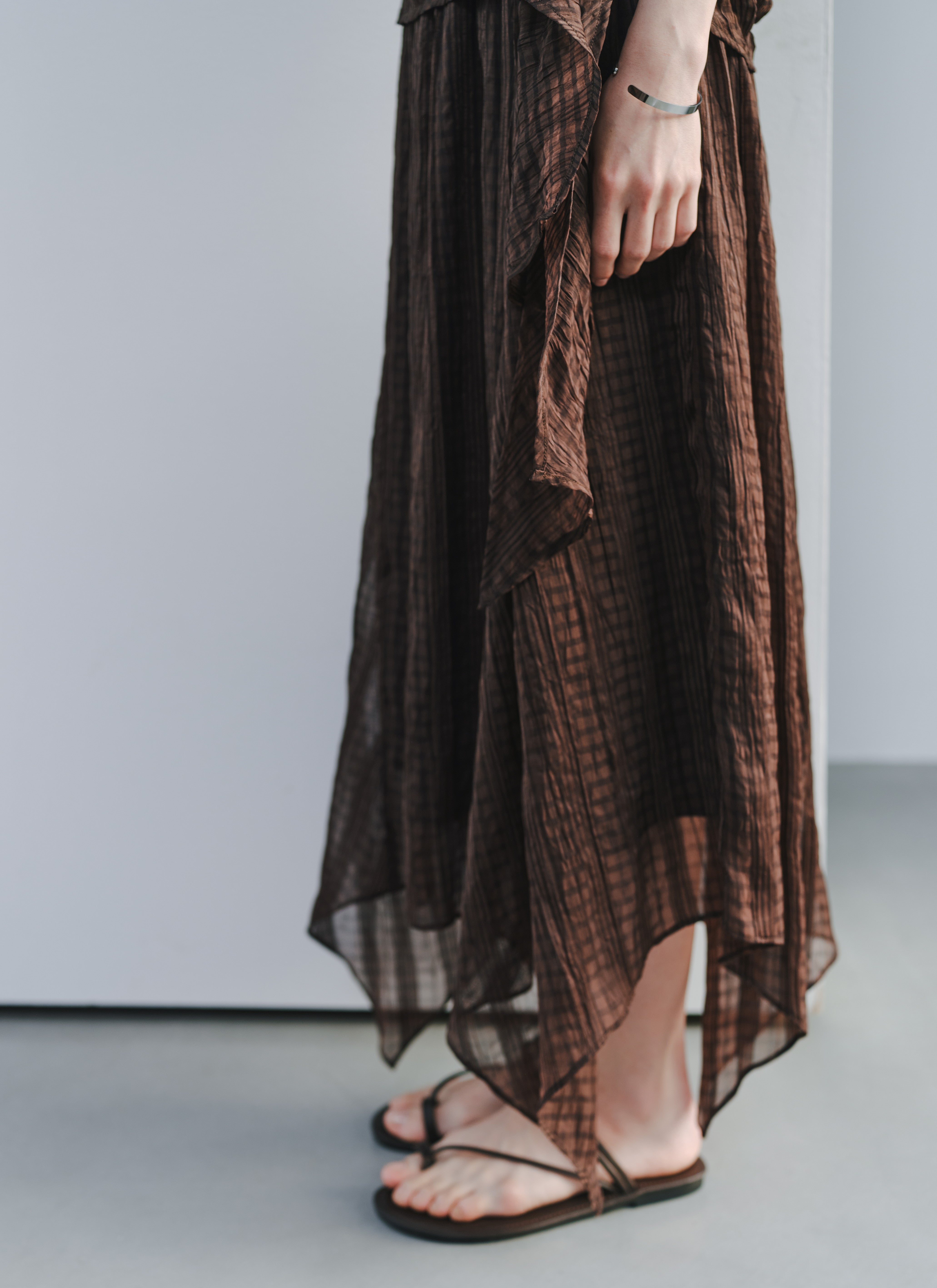 SHEER CHECK LAYERED SKIRT