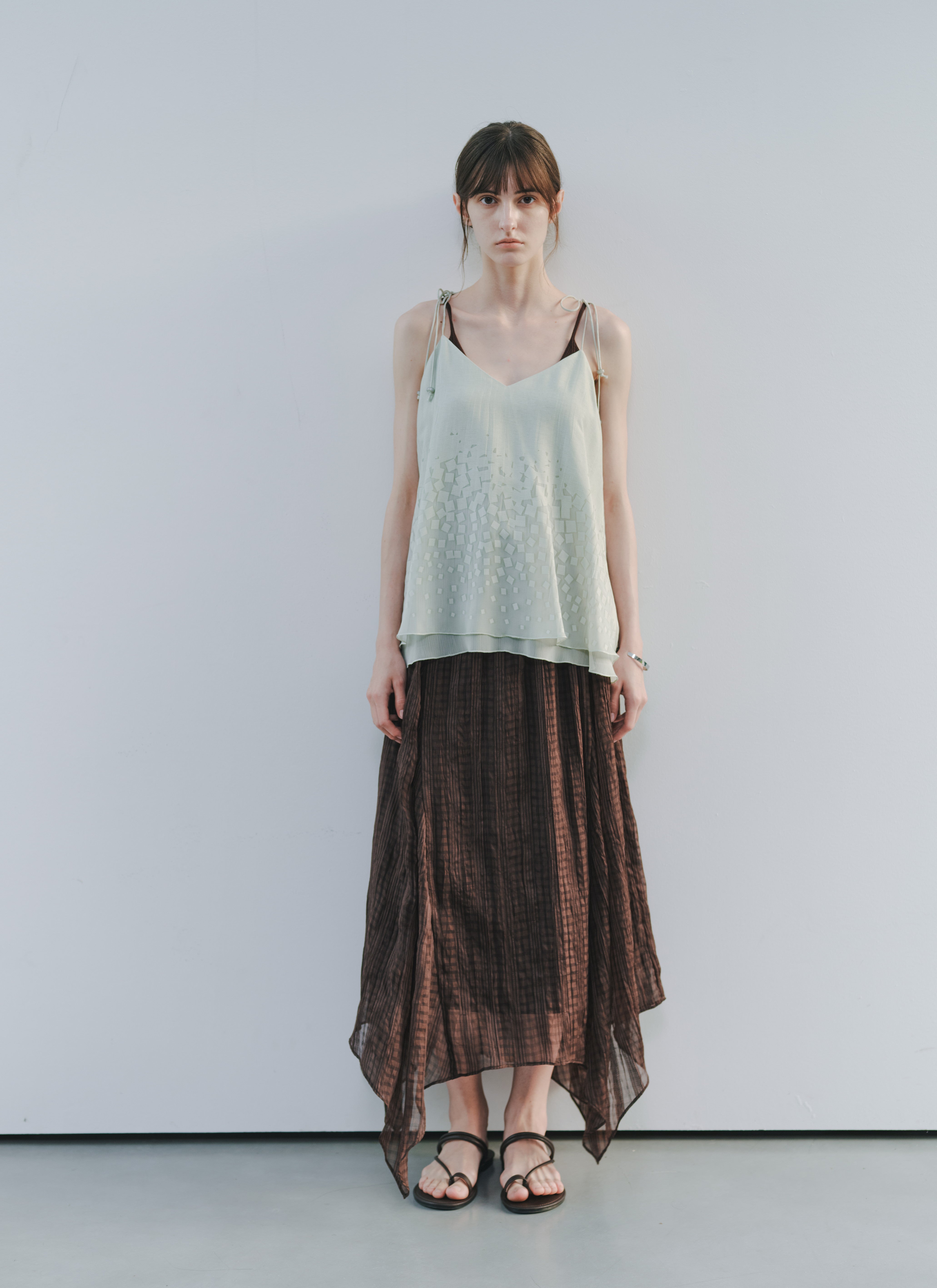 SHEER CHECK LAYERED SKIRT