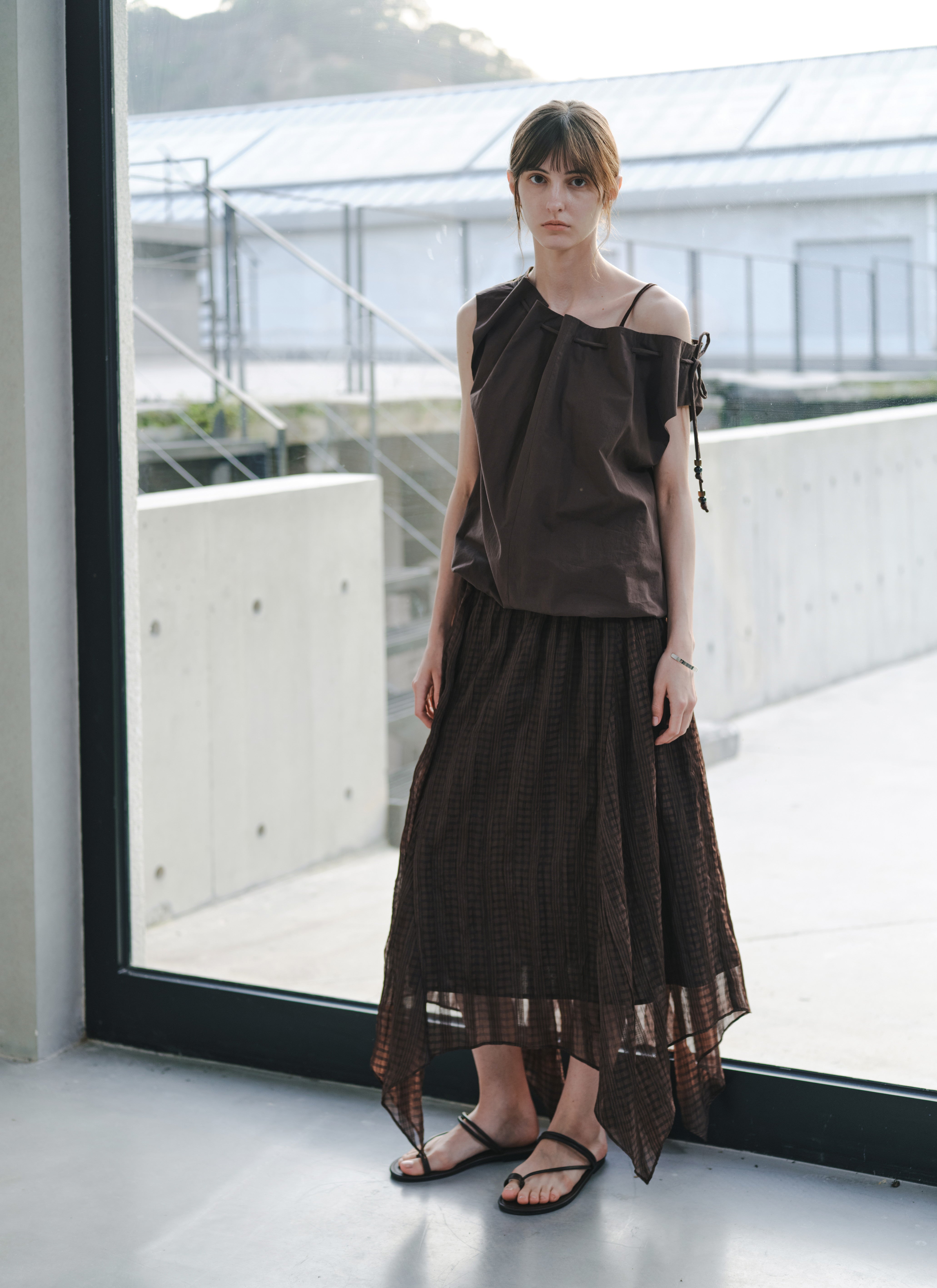 SHEER CHECK LAYERED SKIRT