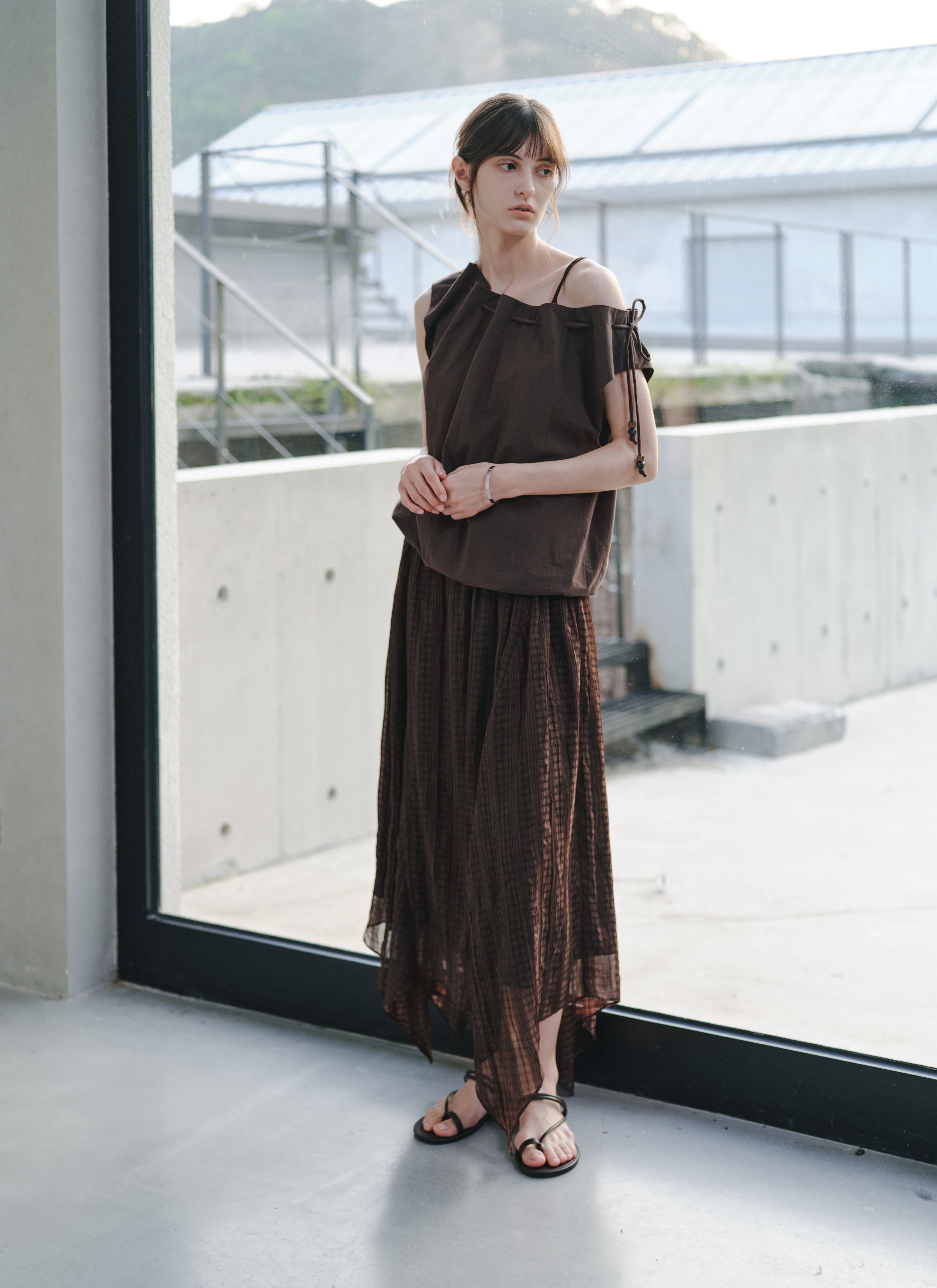 SHEER CHECK LAYERED SKIRT