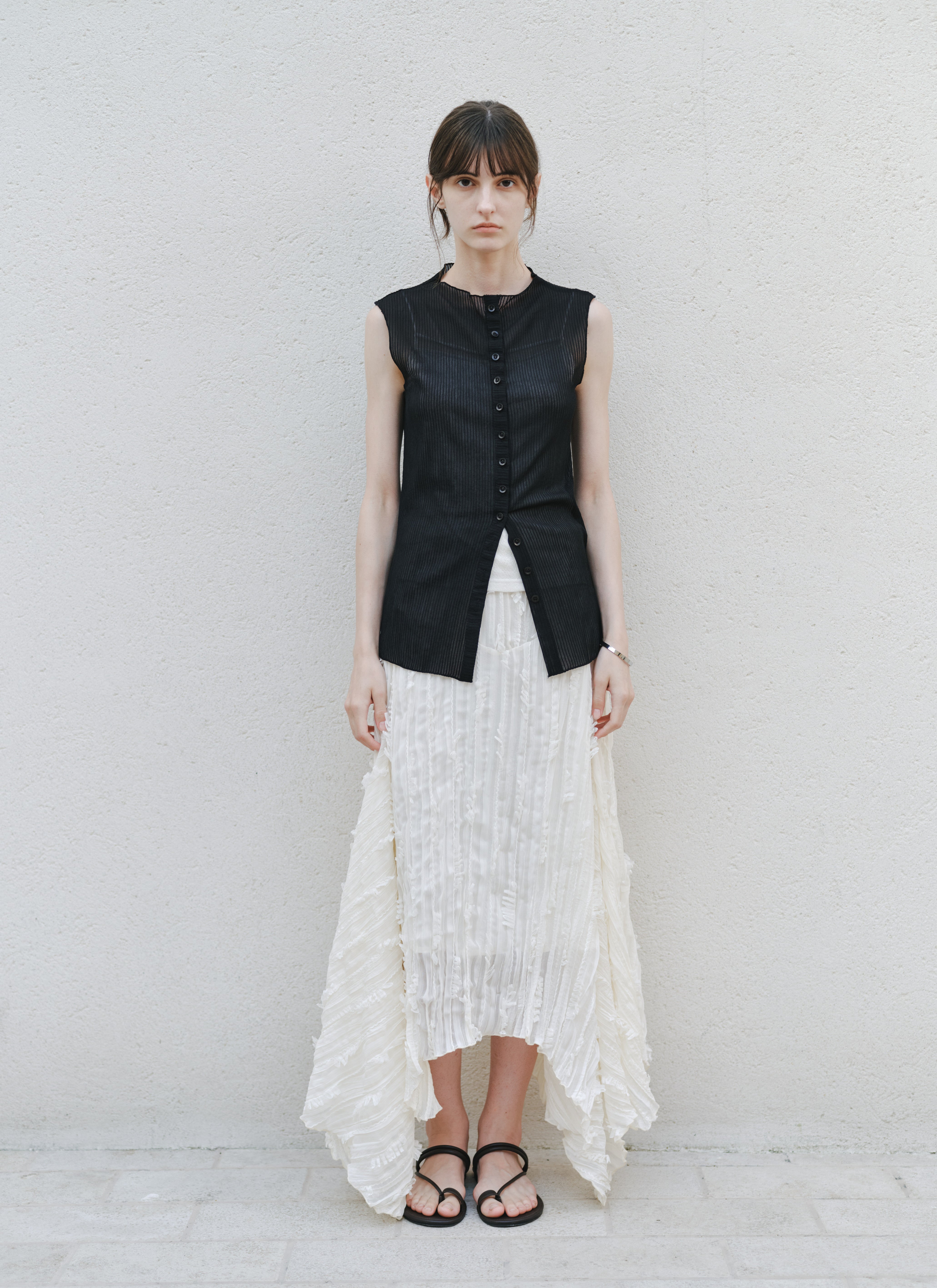 Multi-Button Sheer Blouse