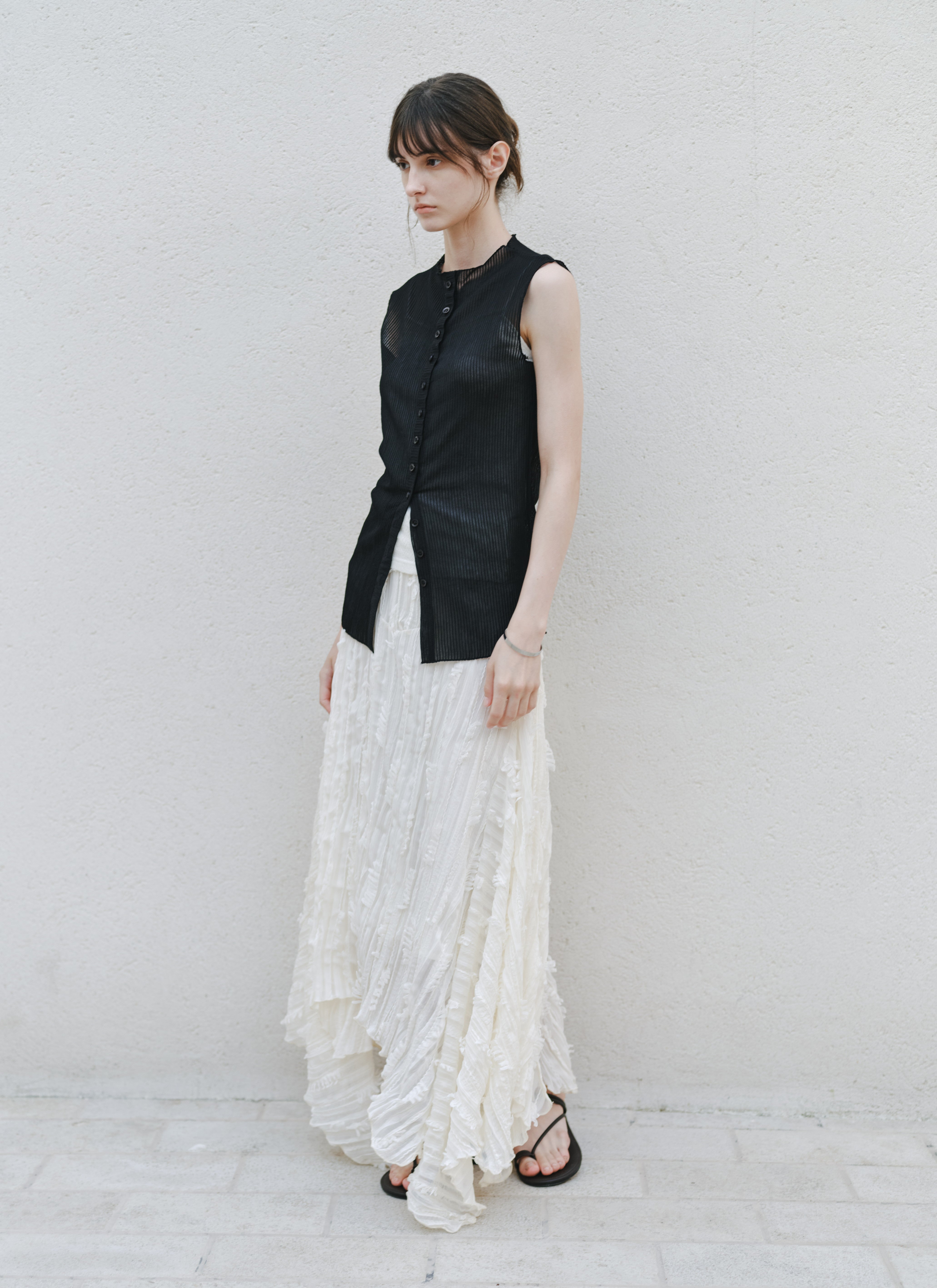 Multi-Button Sheer Blouse