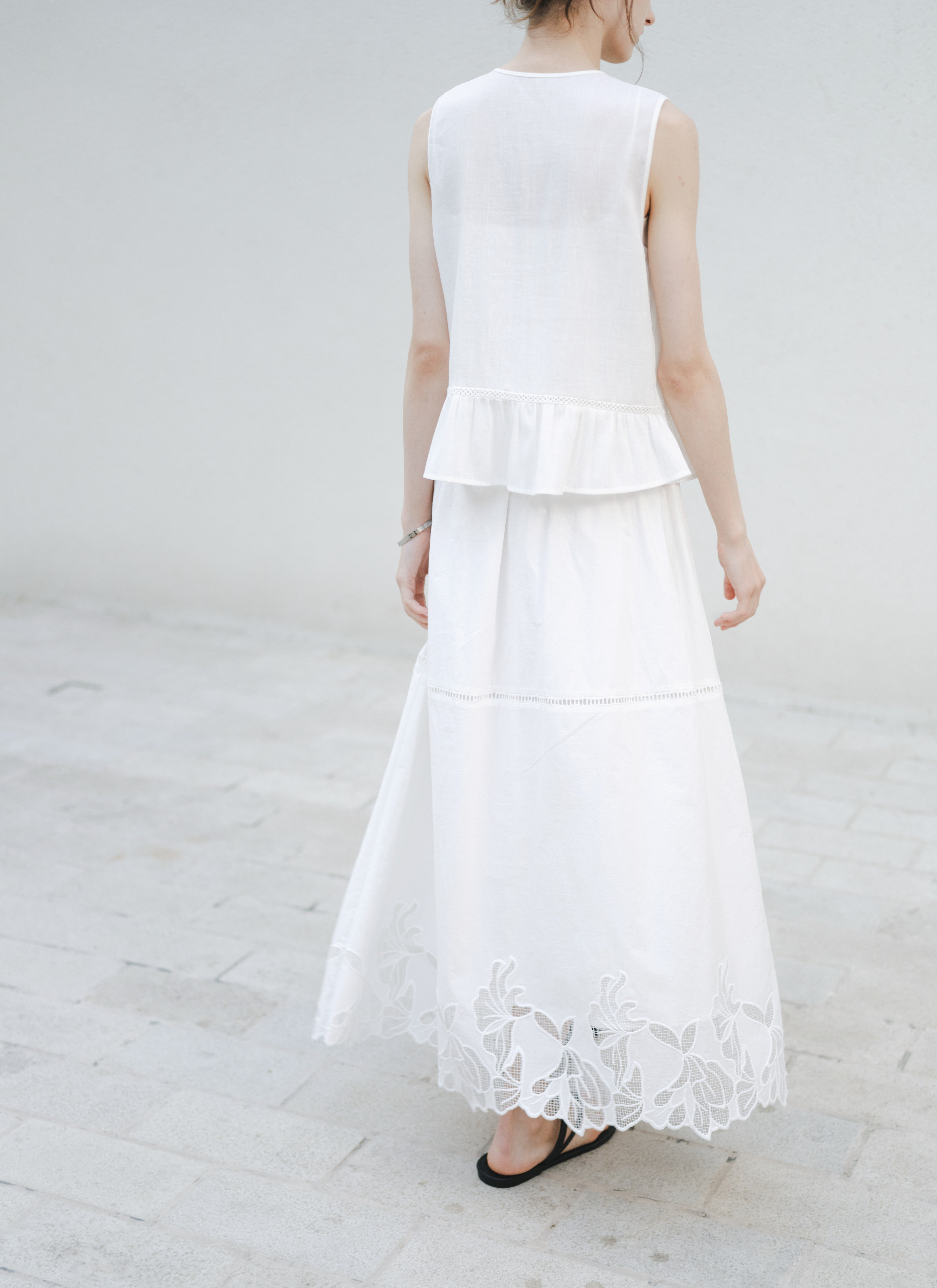 FLOWER CROCHET COTTON SKIRT