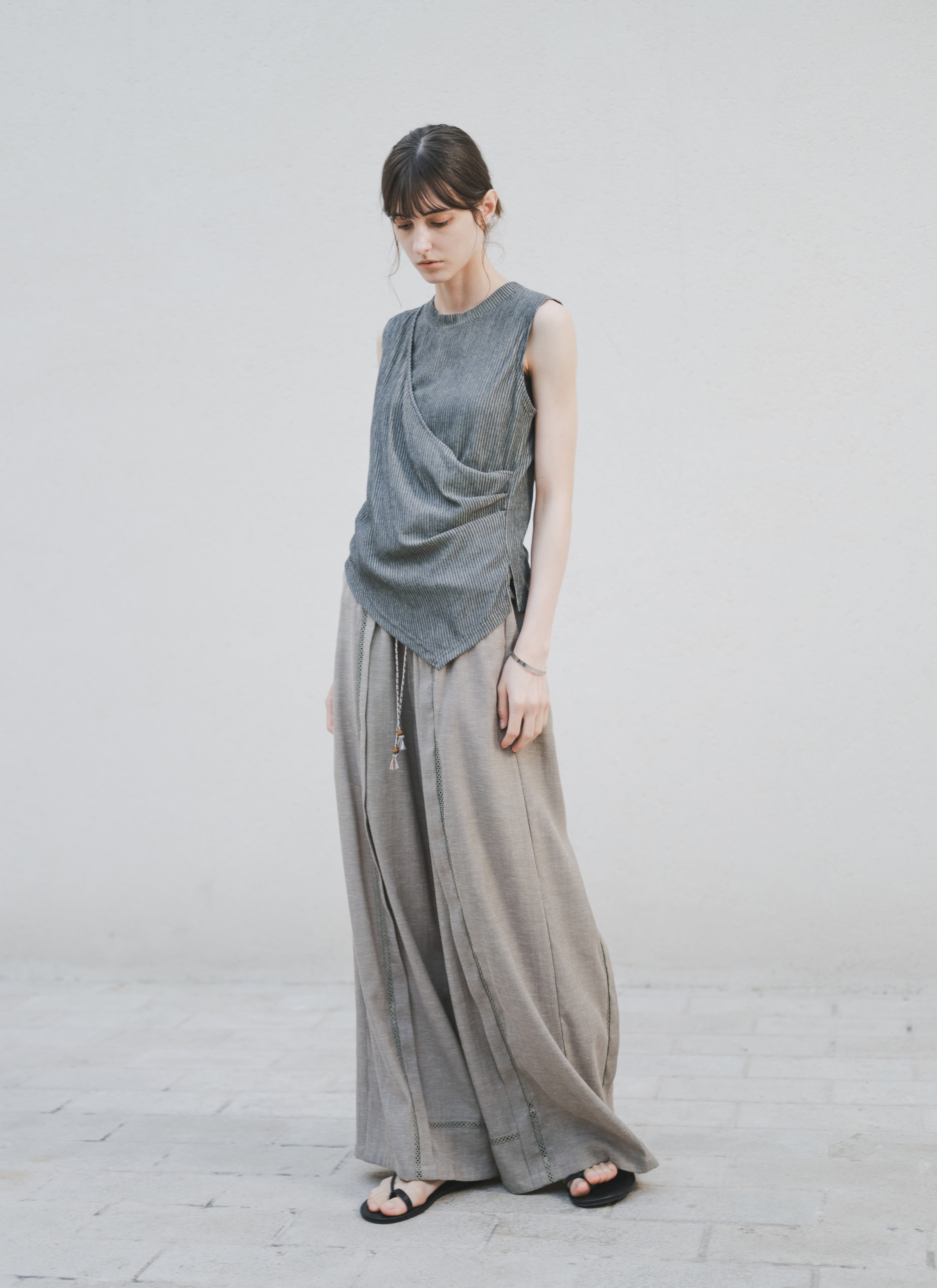 SIDE GATHER STRIPE TOP
