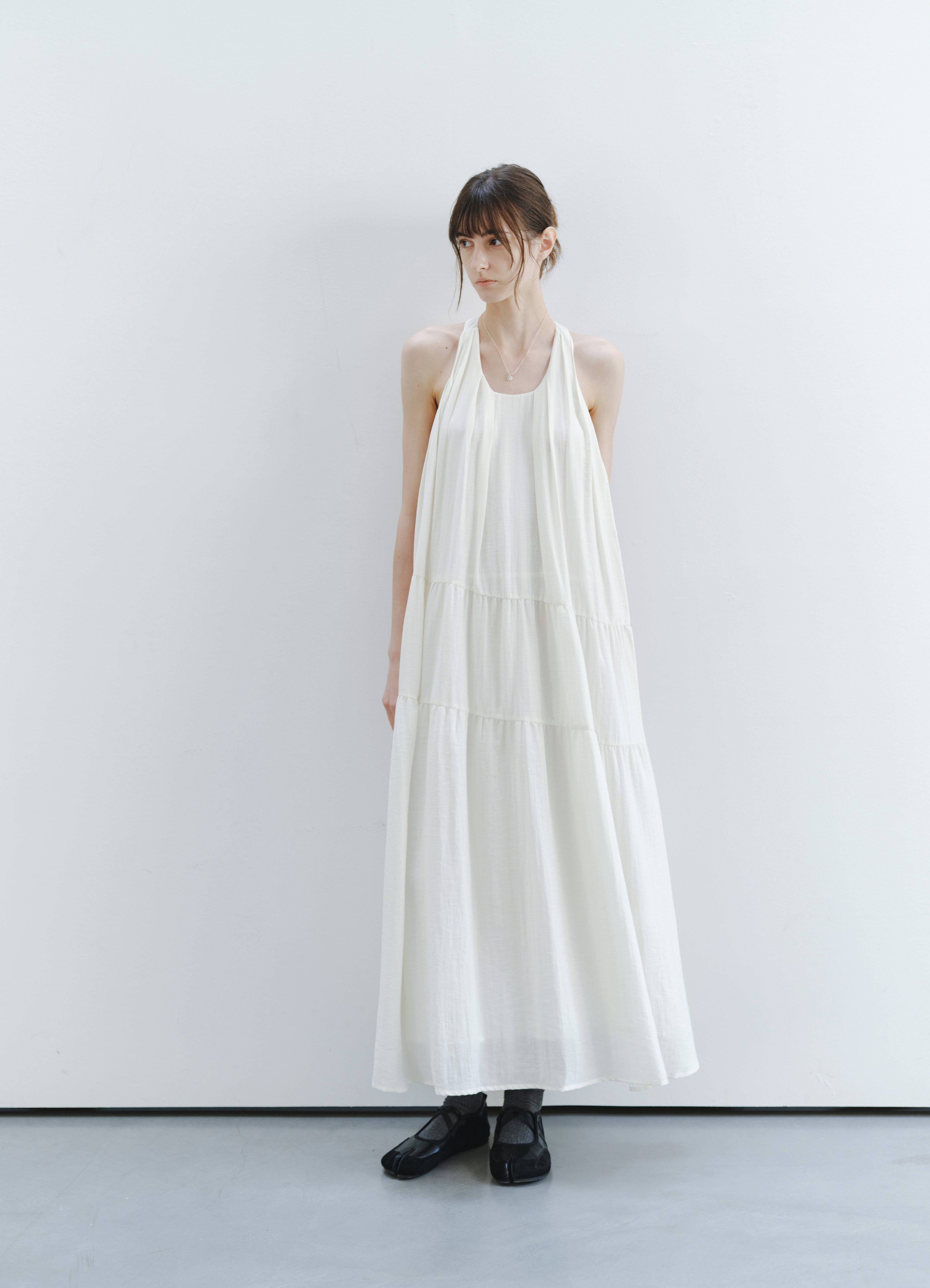 SOFT PLEAT HALTER DRESS