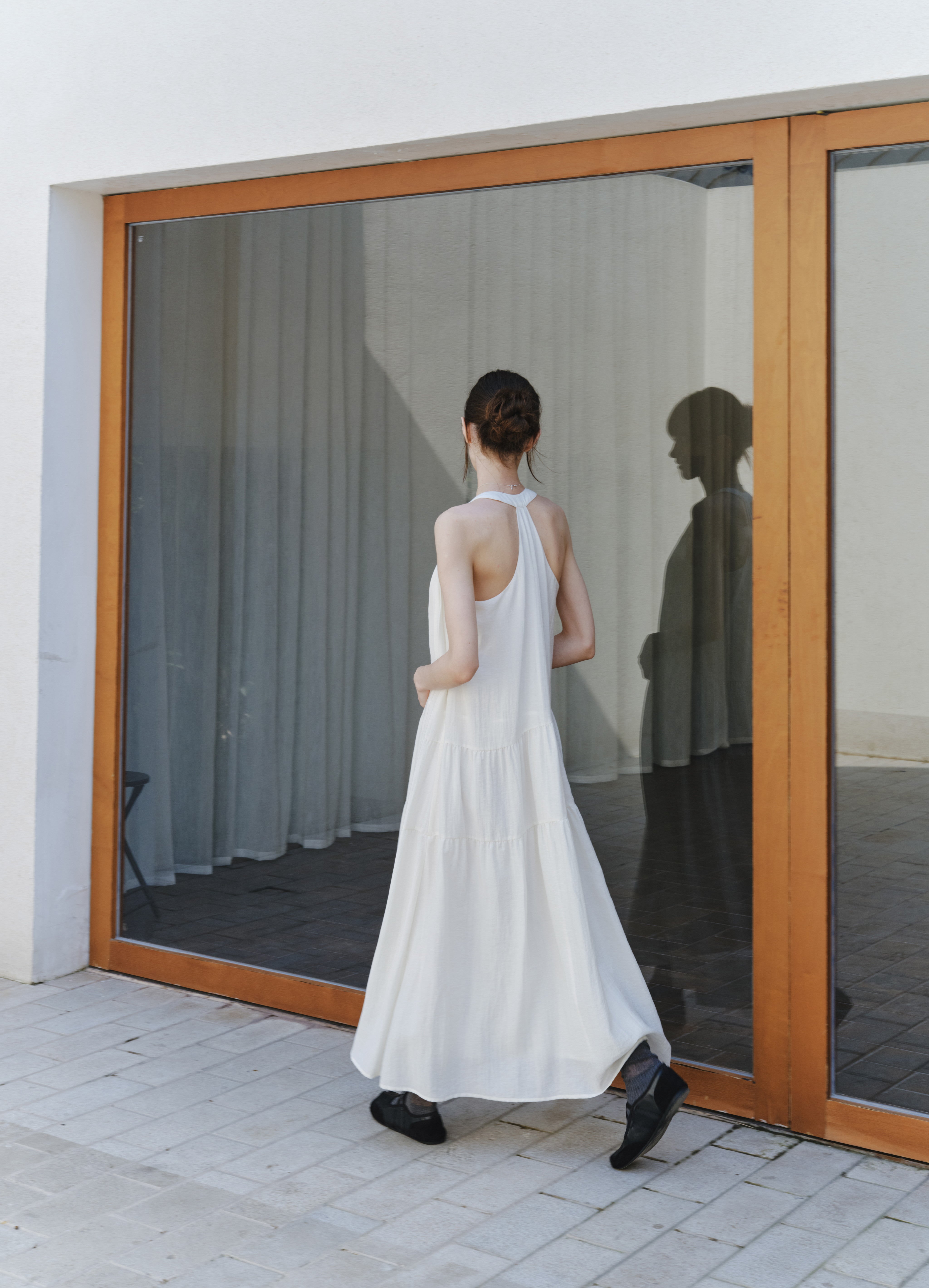 SOFT PLEAT HALTER DRESS