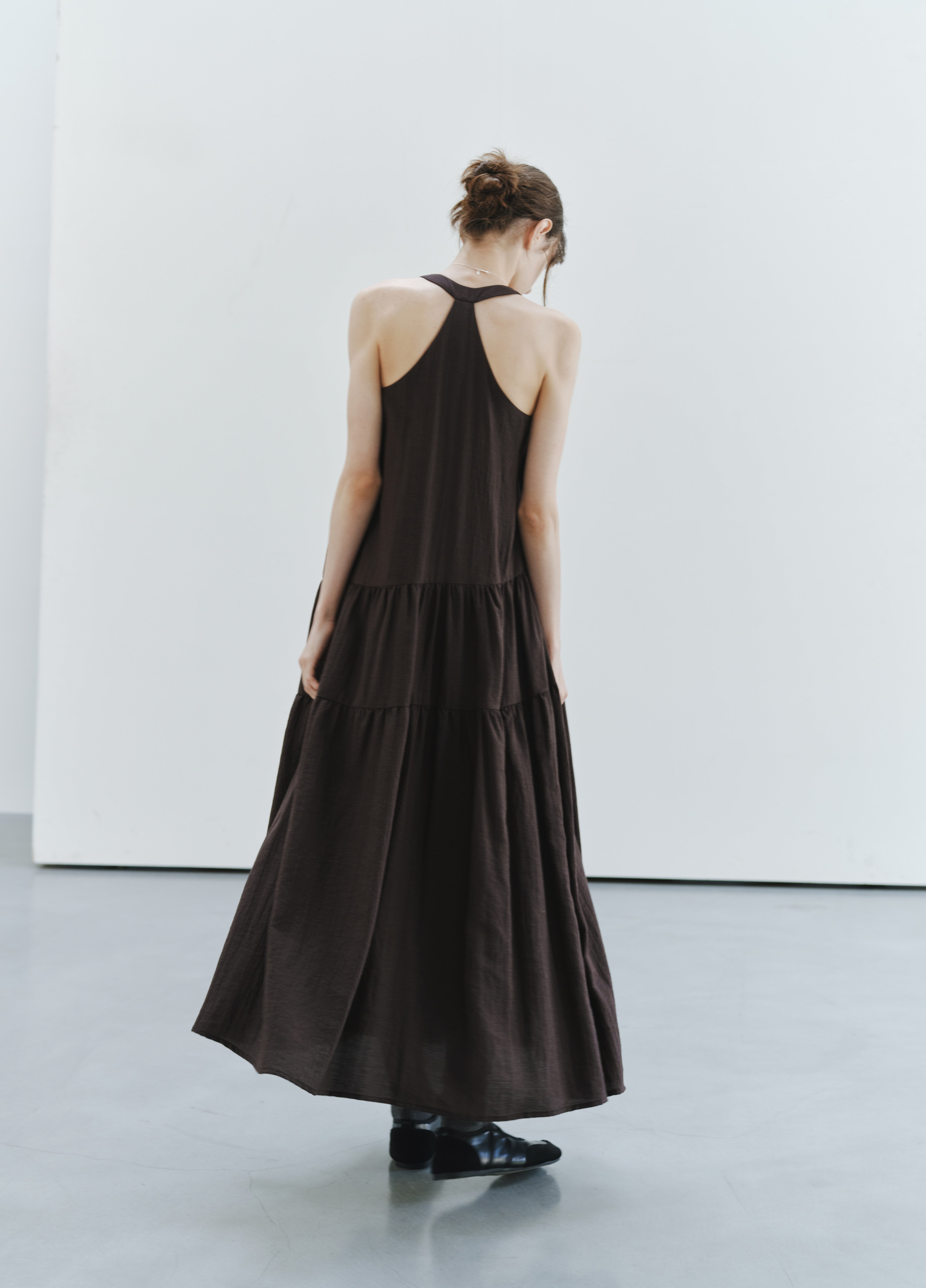 SOFT PLEAT HALTER DRESS
