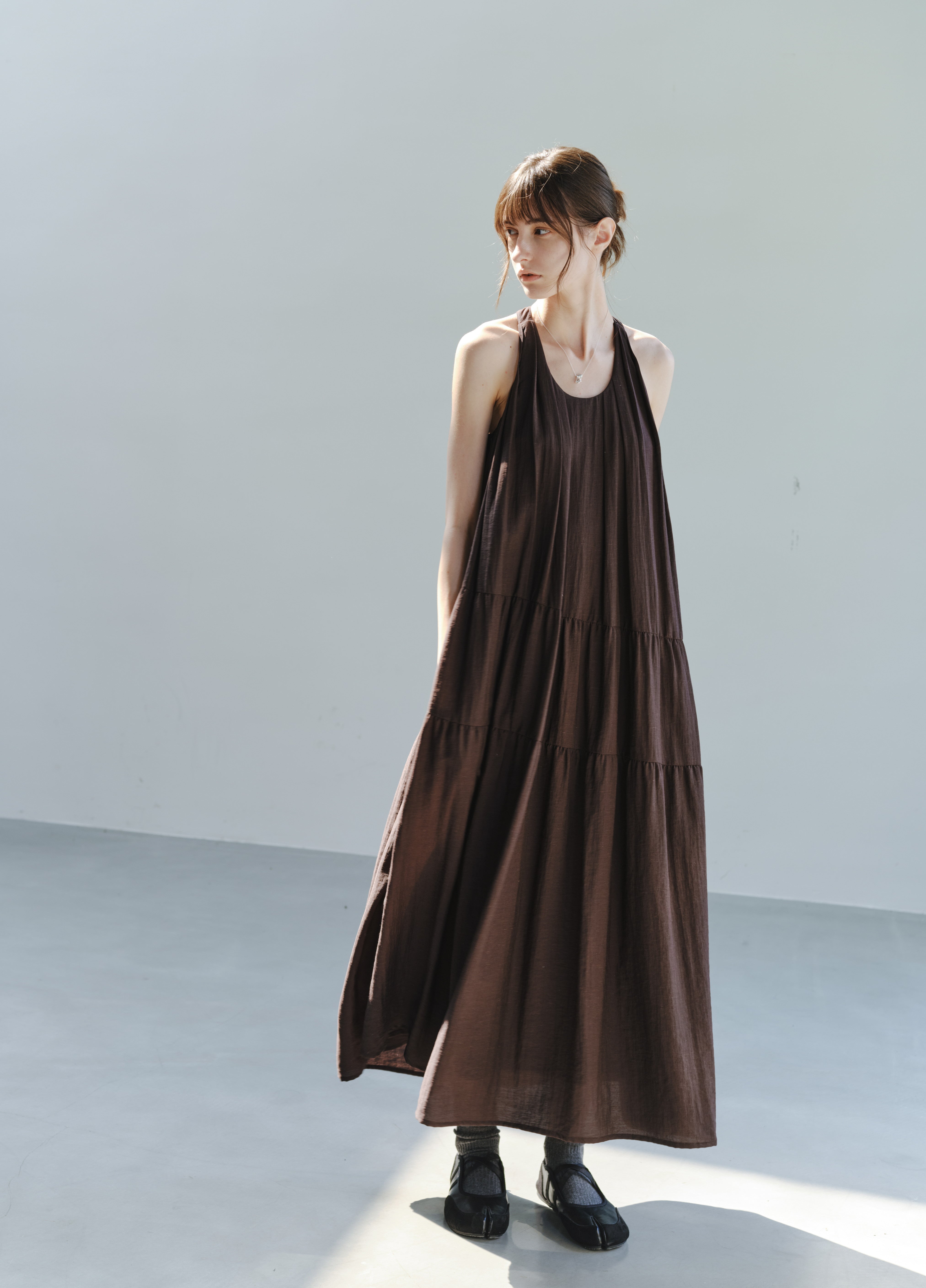 SOFT PLEAT HALTER DRESS