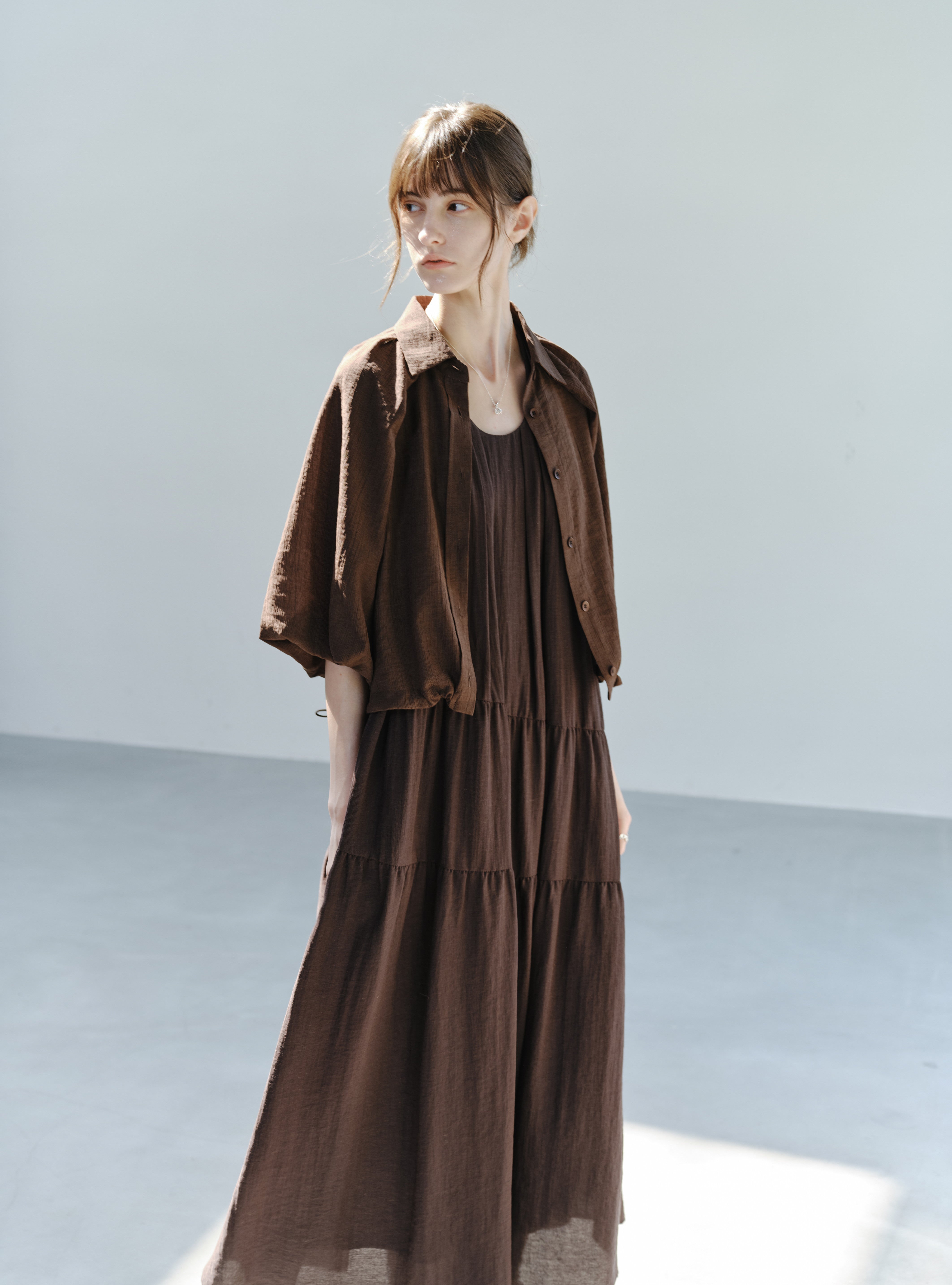 BALLOON SLEEVE DRAPE SHIRT