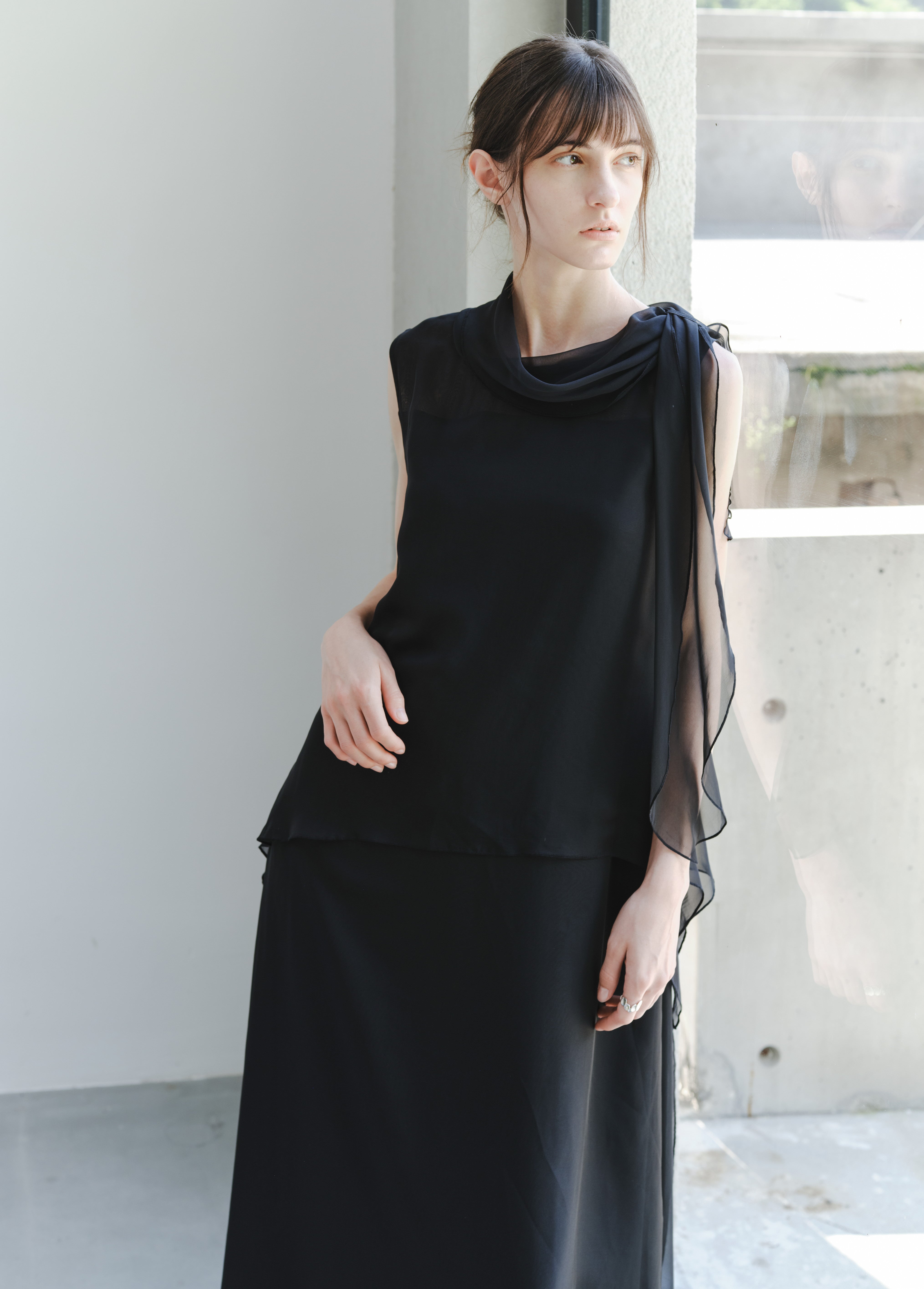 SHEER VEIL LAYERED DRESS
