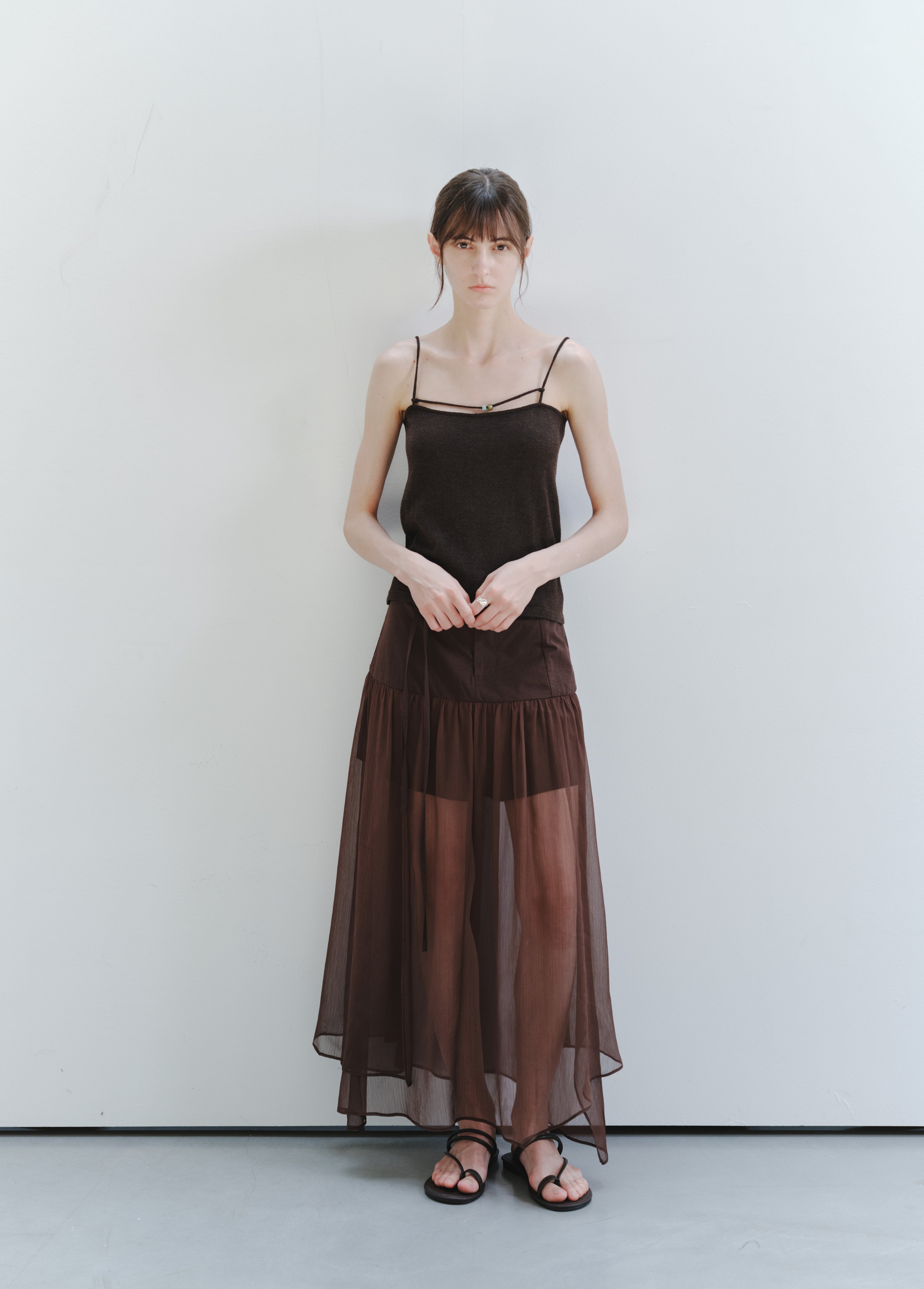 SHEER TULLE PLEAT SKIRT