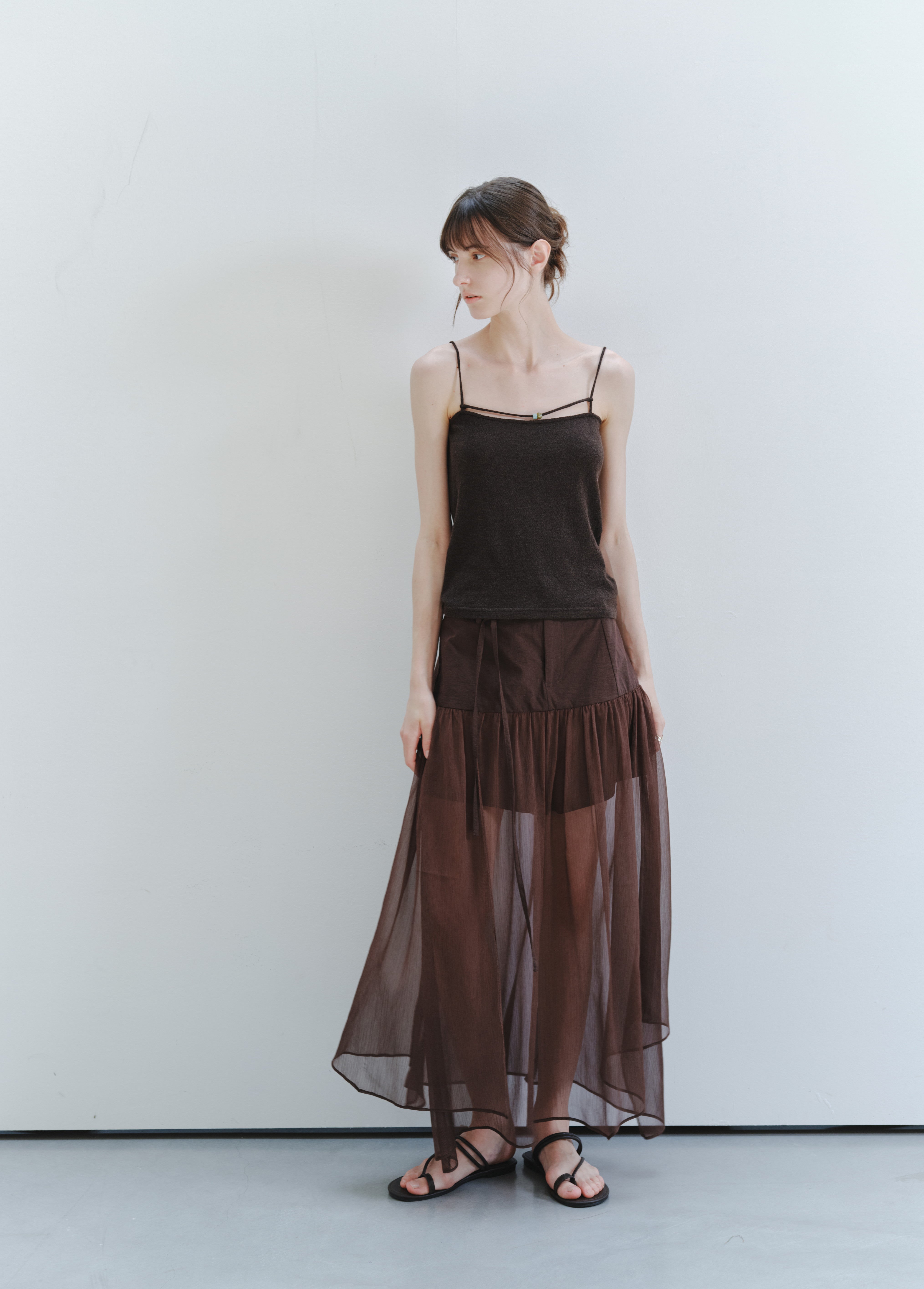 SHEER TULLE PLEAT SKIRT