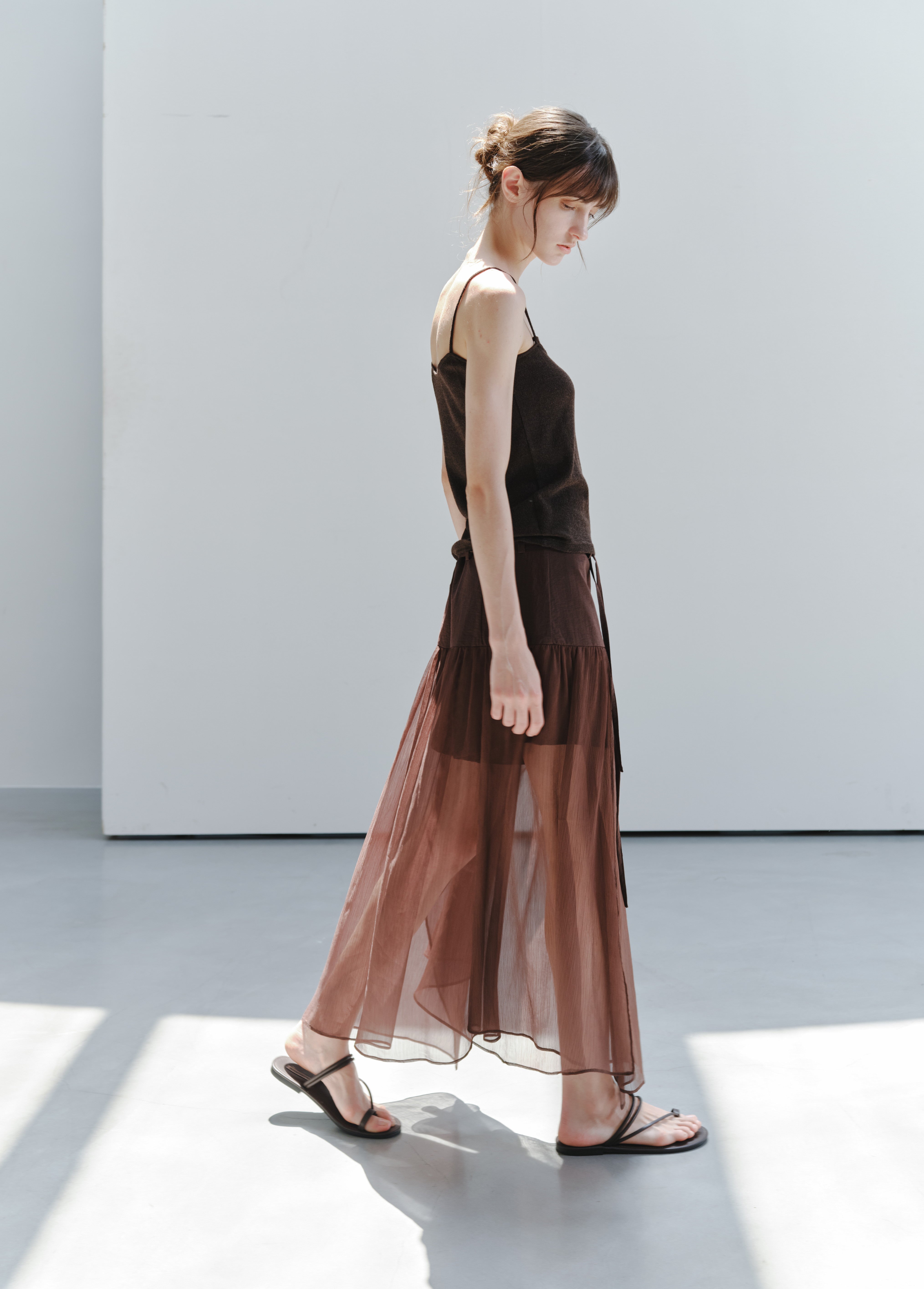 SHEER TULLE PLEAT SKIRT