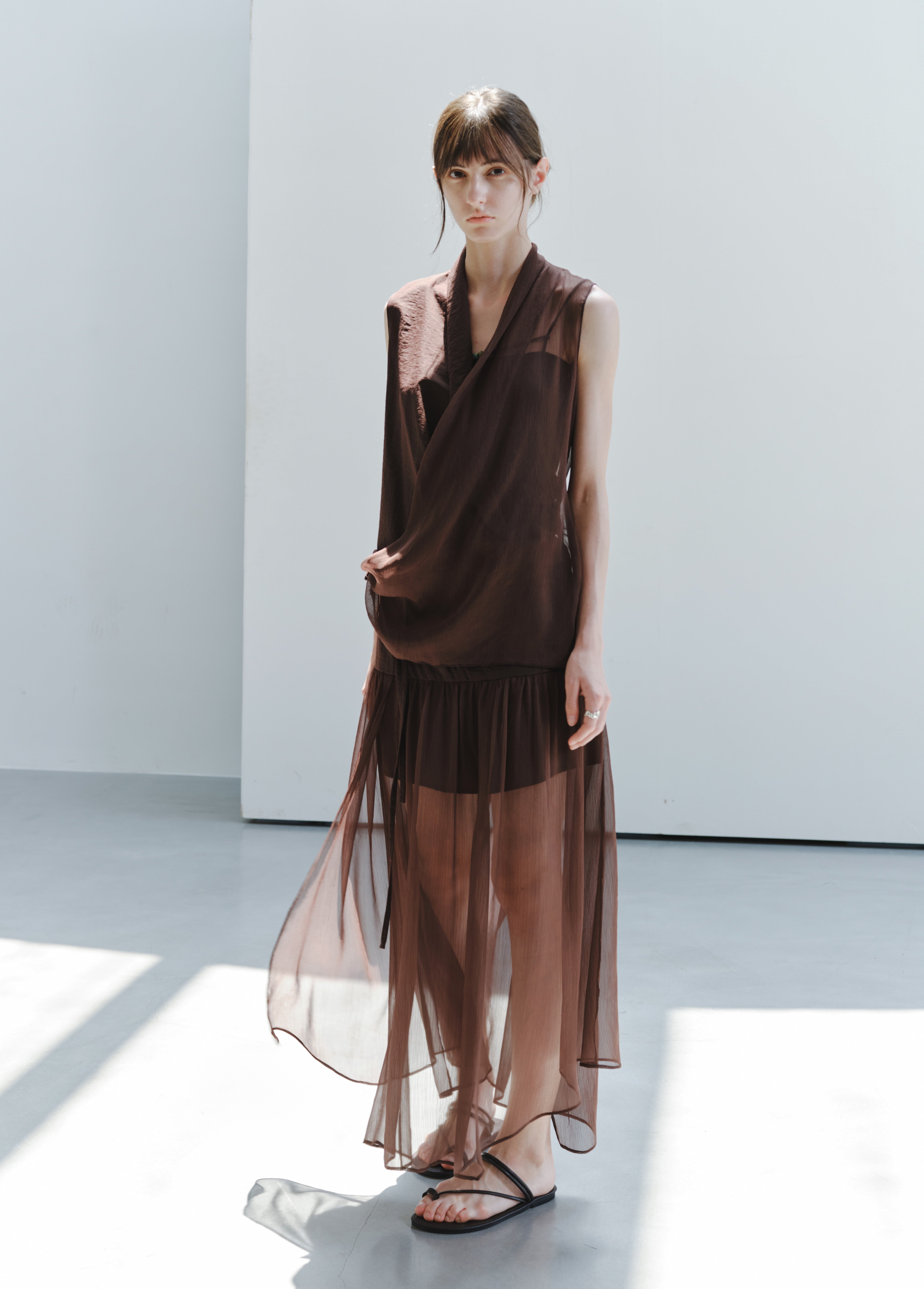 SHEER TULLE PLEAT SKIRT