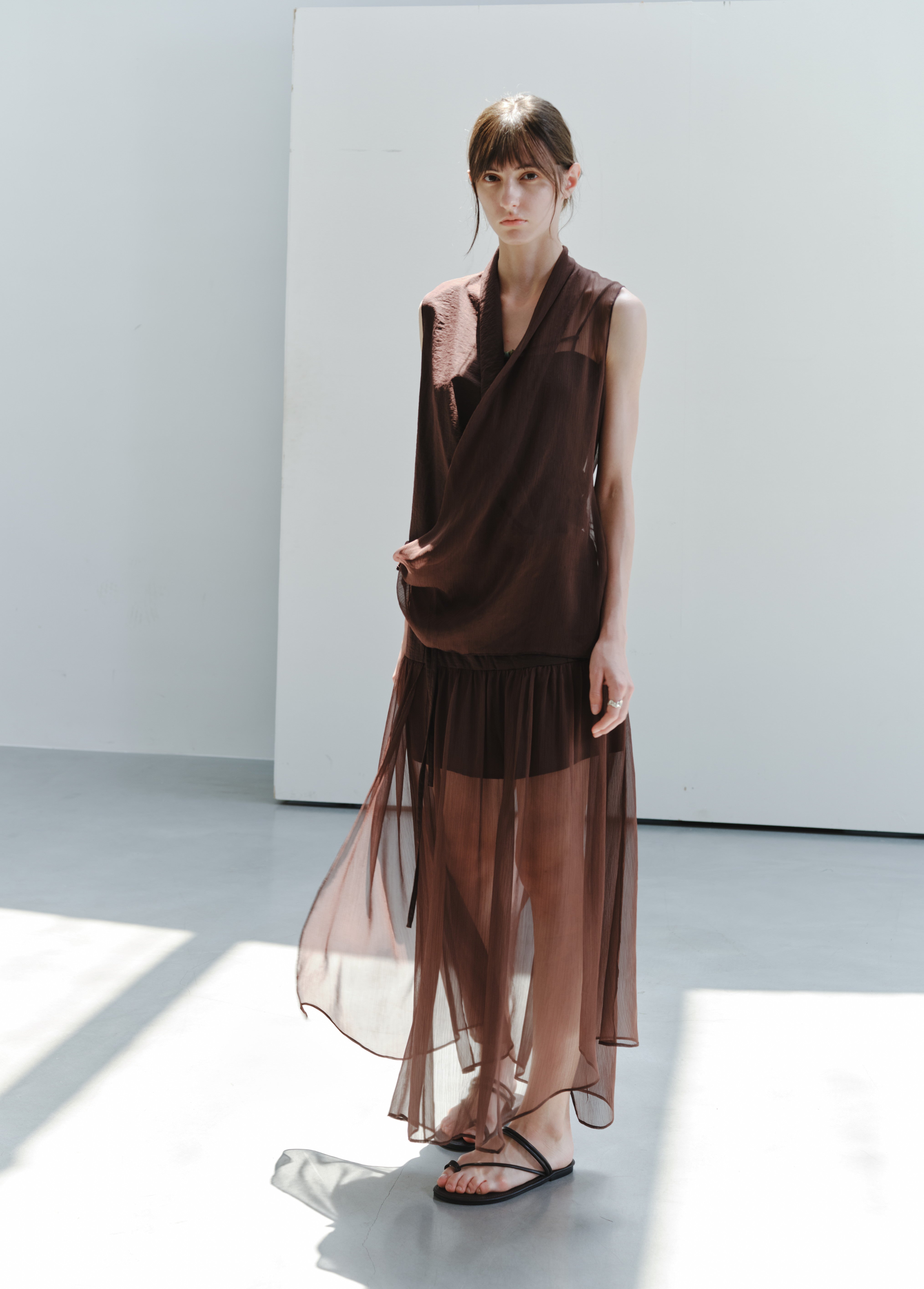 HALF SHEER CACHECOEUR BLOUSE