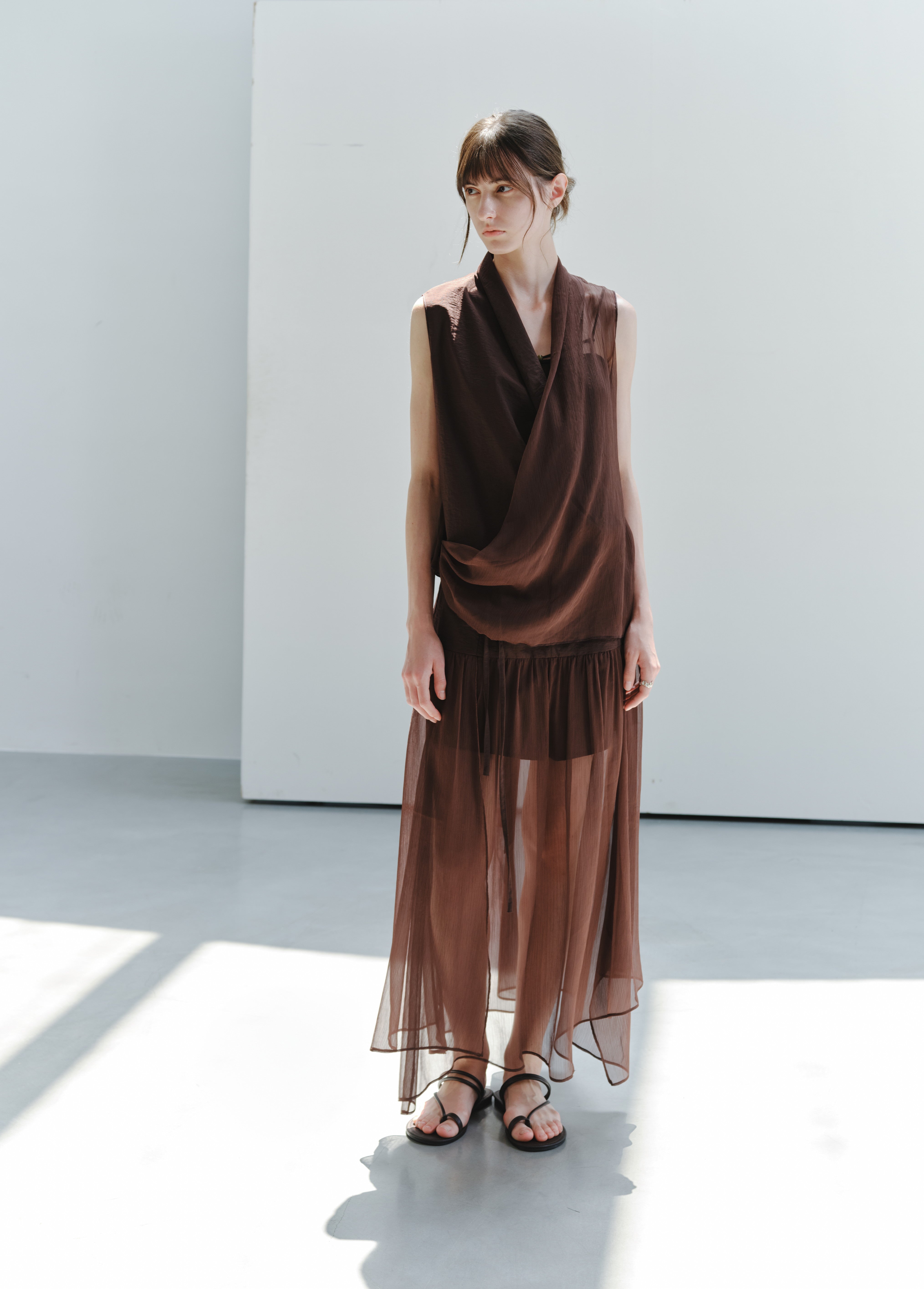HALF SHEER CACHECOEUR BLOUSE