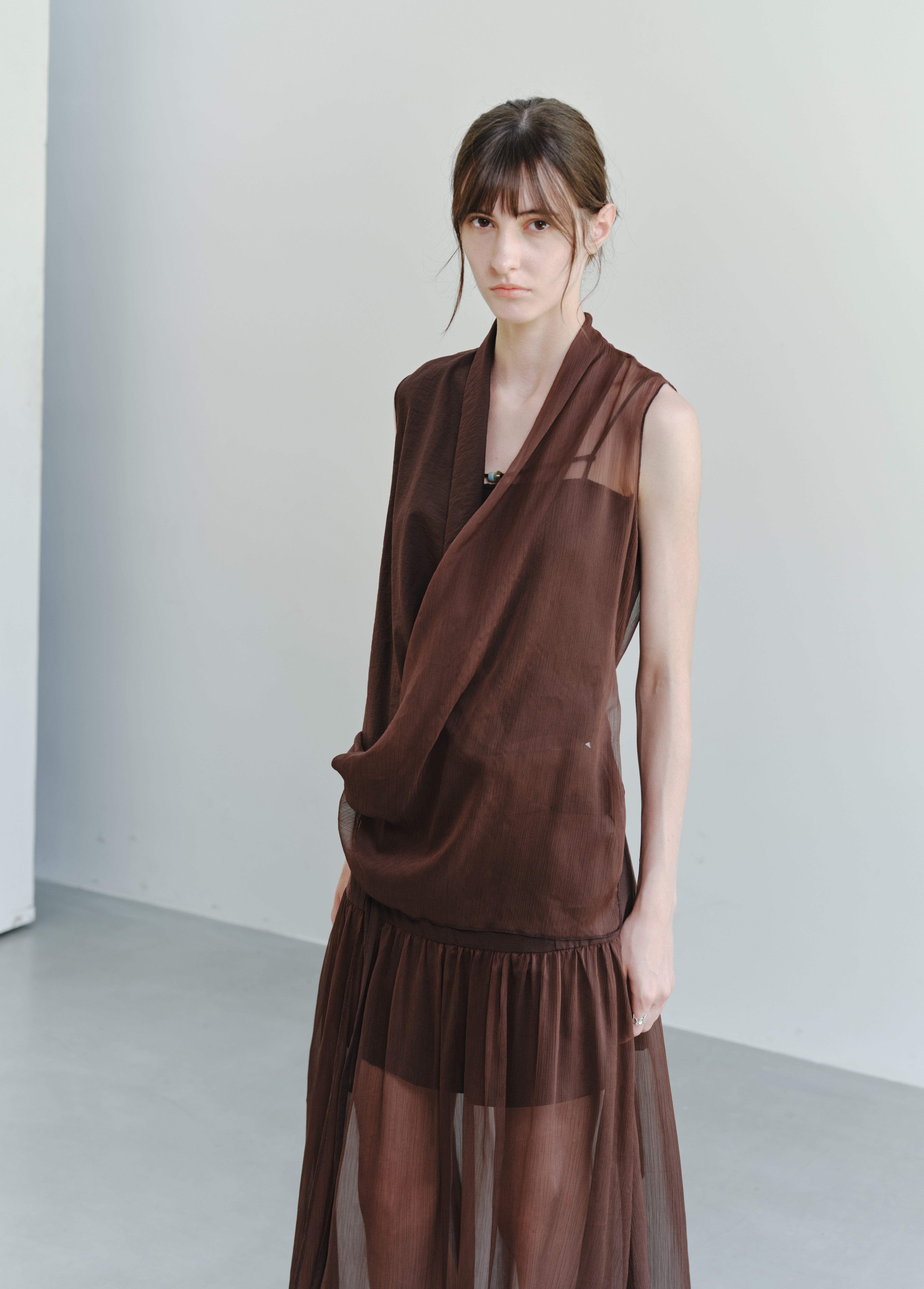 HALF SHEER CACHECOEUR BLOUSE