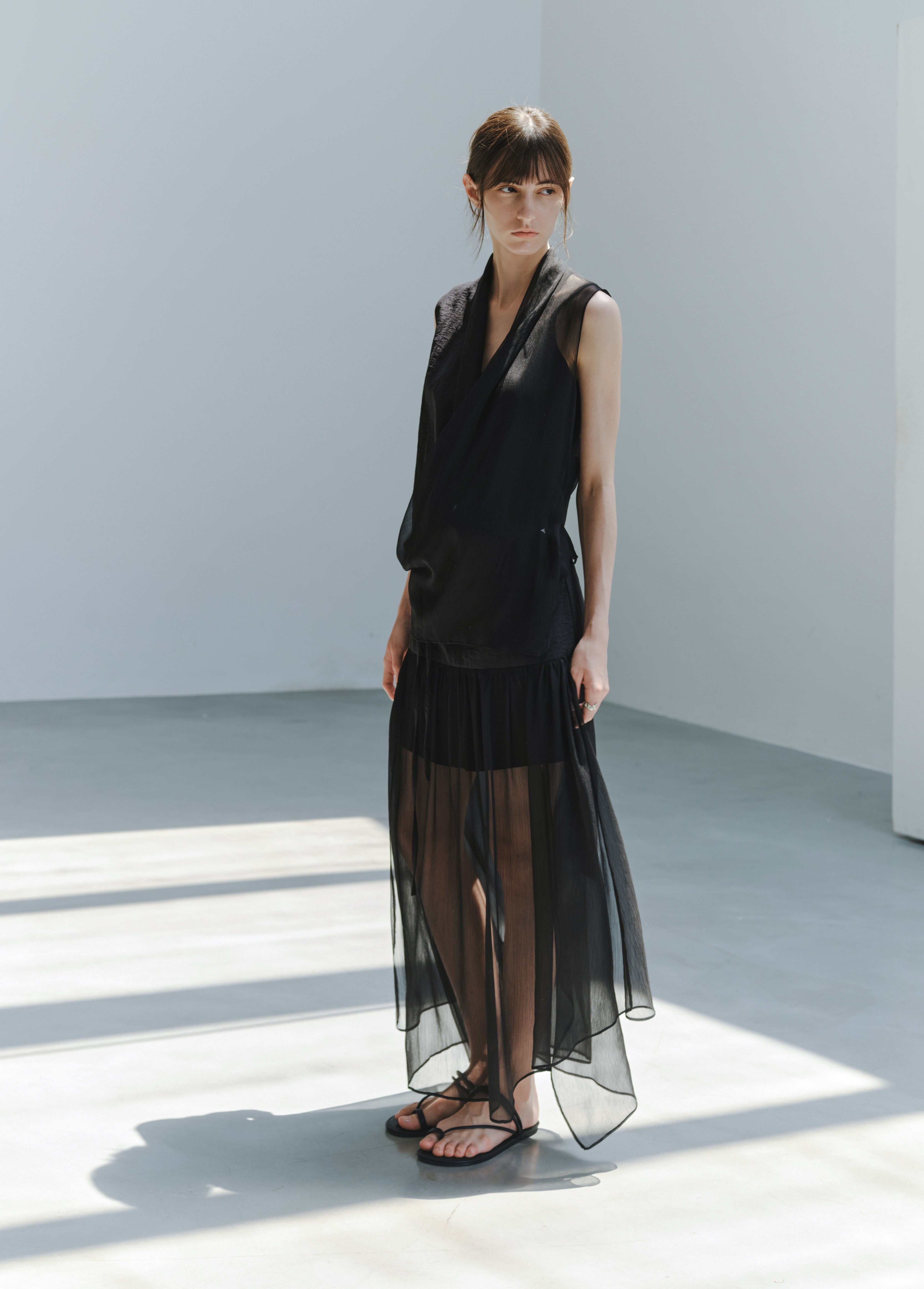 HALF SHEER CACHECOEUR BLOUSE