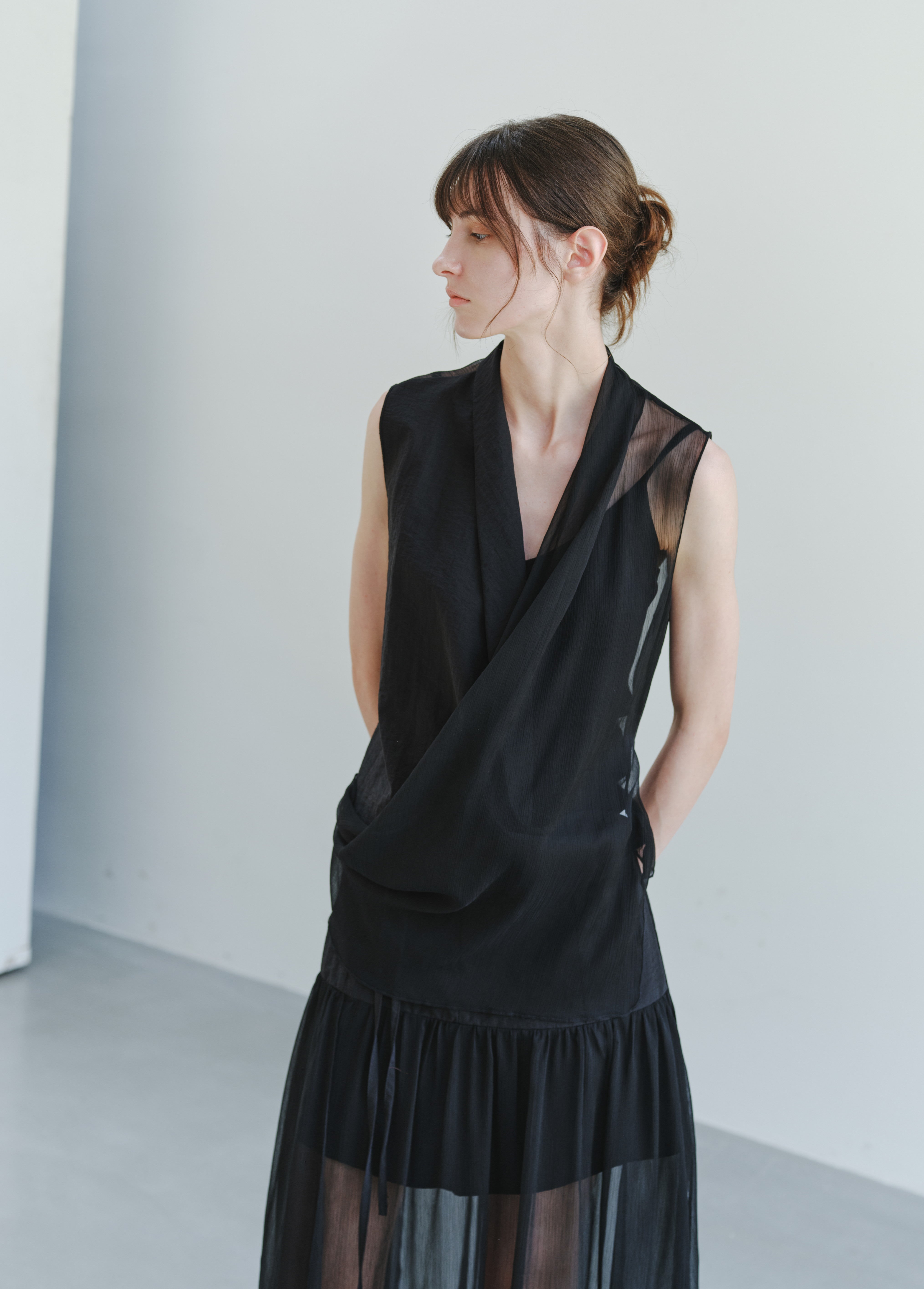 HALF SHEER CACHECOEUR BLOUSE