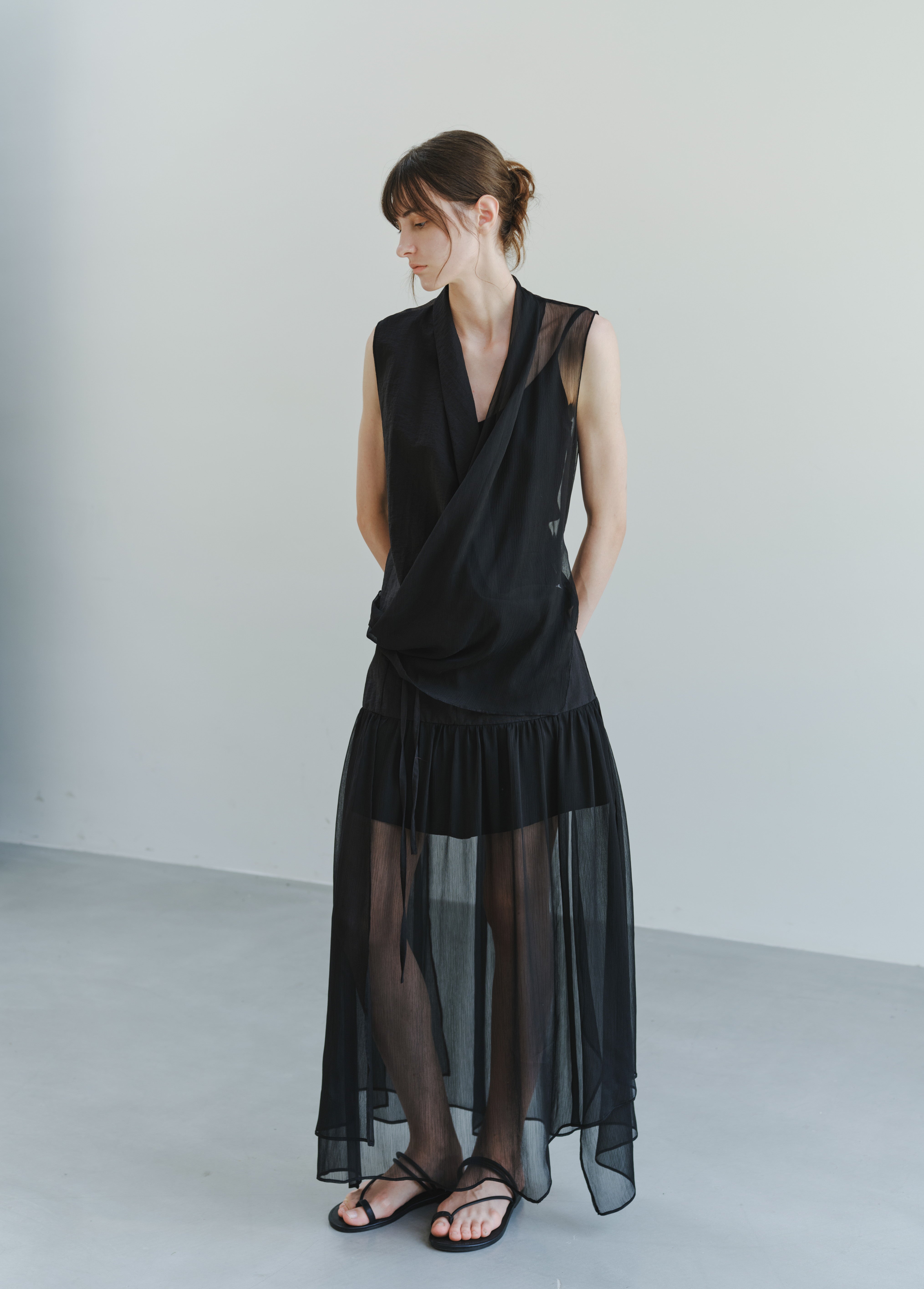 HALF SHEER CACHECOEUR BLOUSE