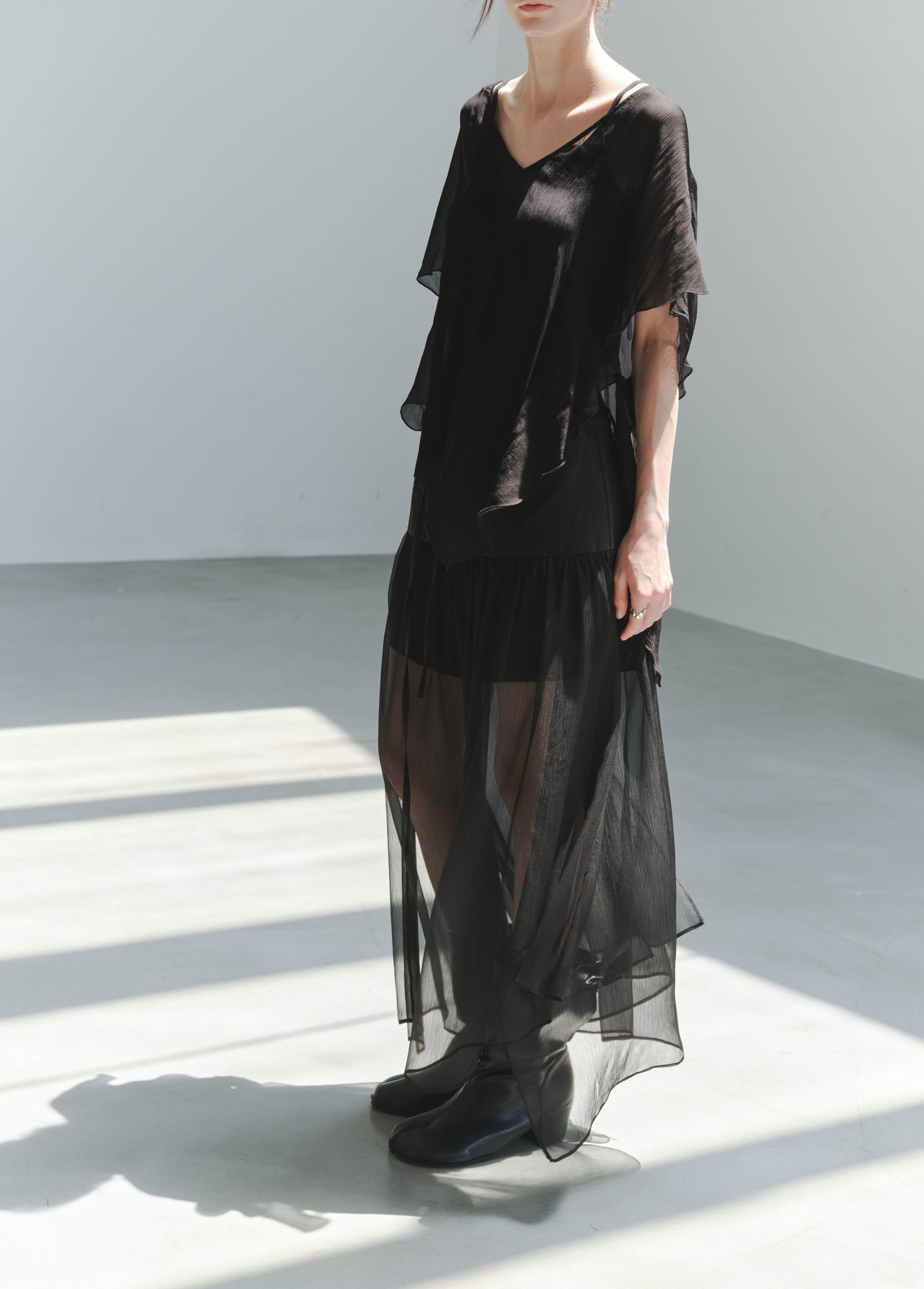 SHEER TULLE PLEAT SKIRT