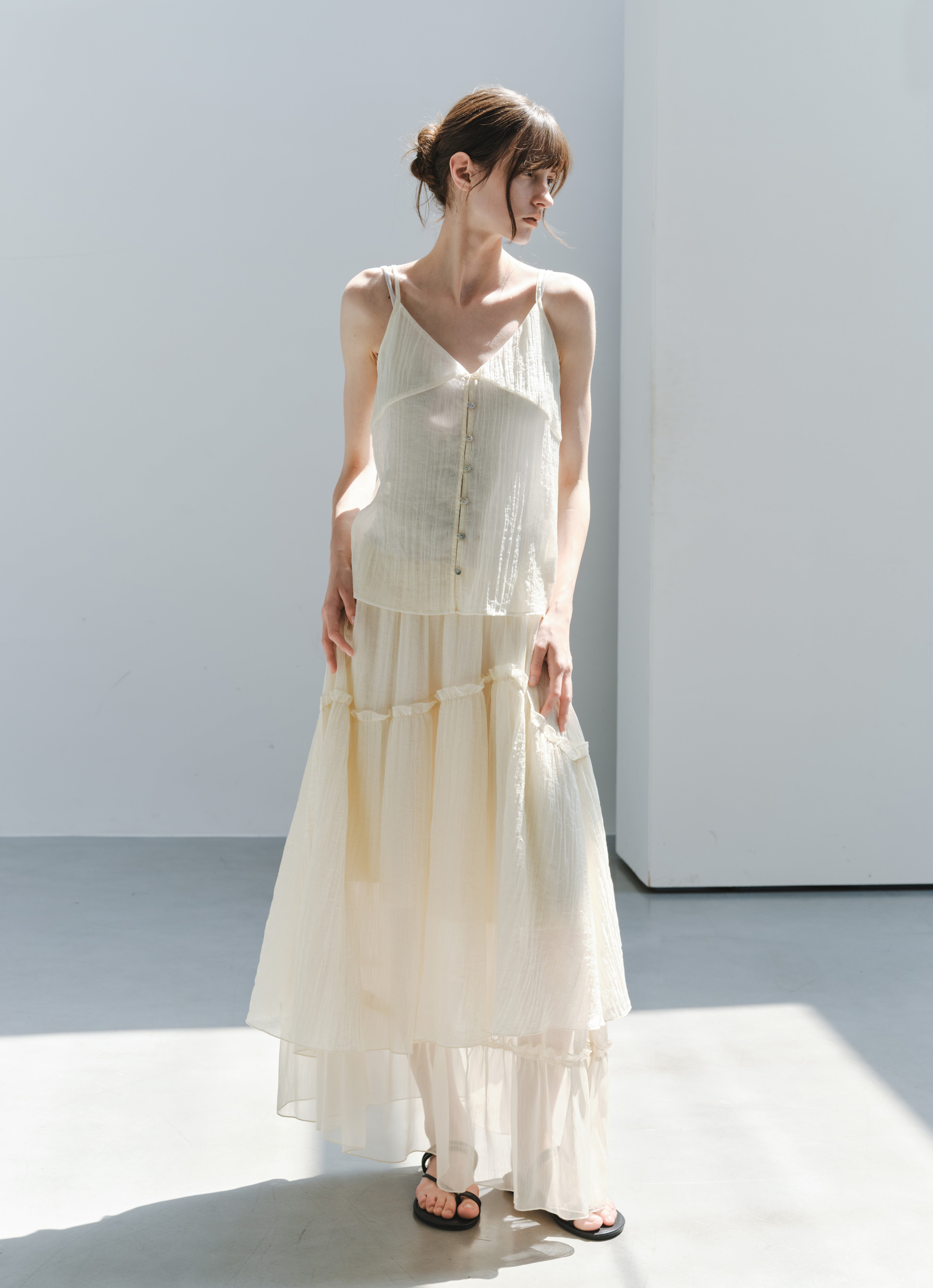 SHEER FRILL TIERED SKIRT