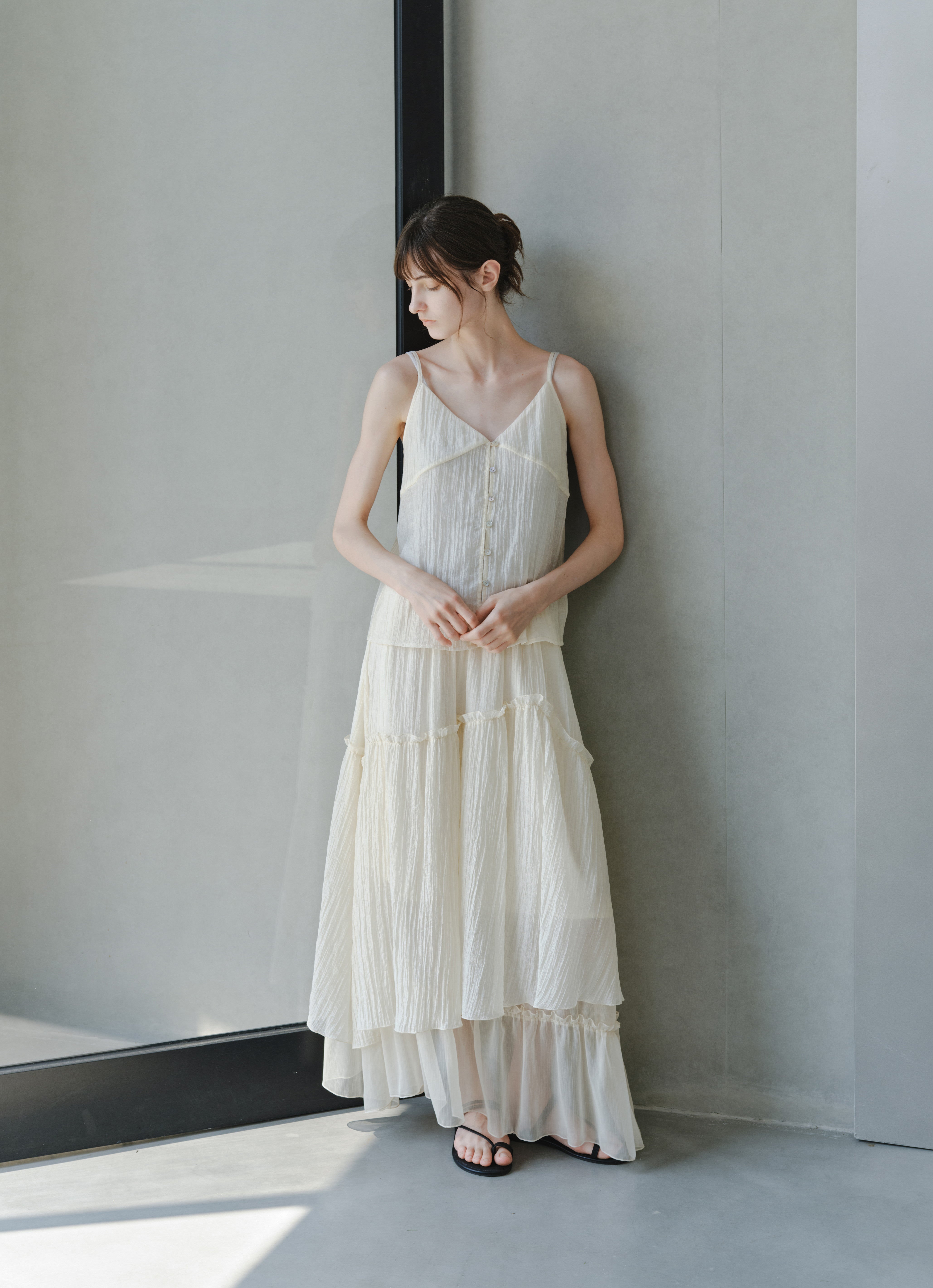 SHEER FRILL TIERED SKIRT / シアーフリルティアードスカート
