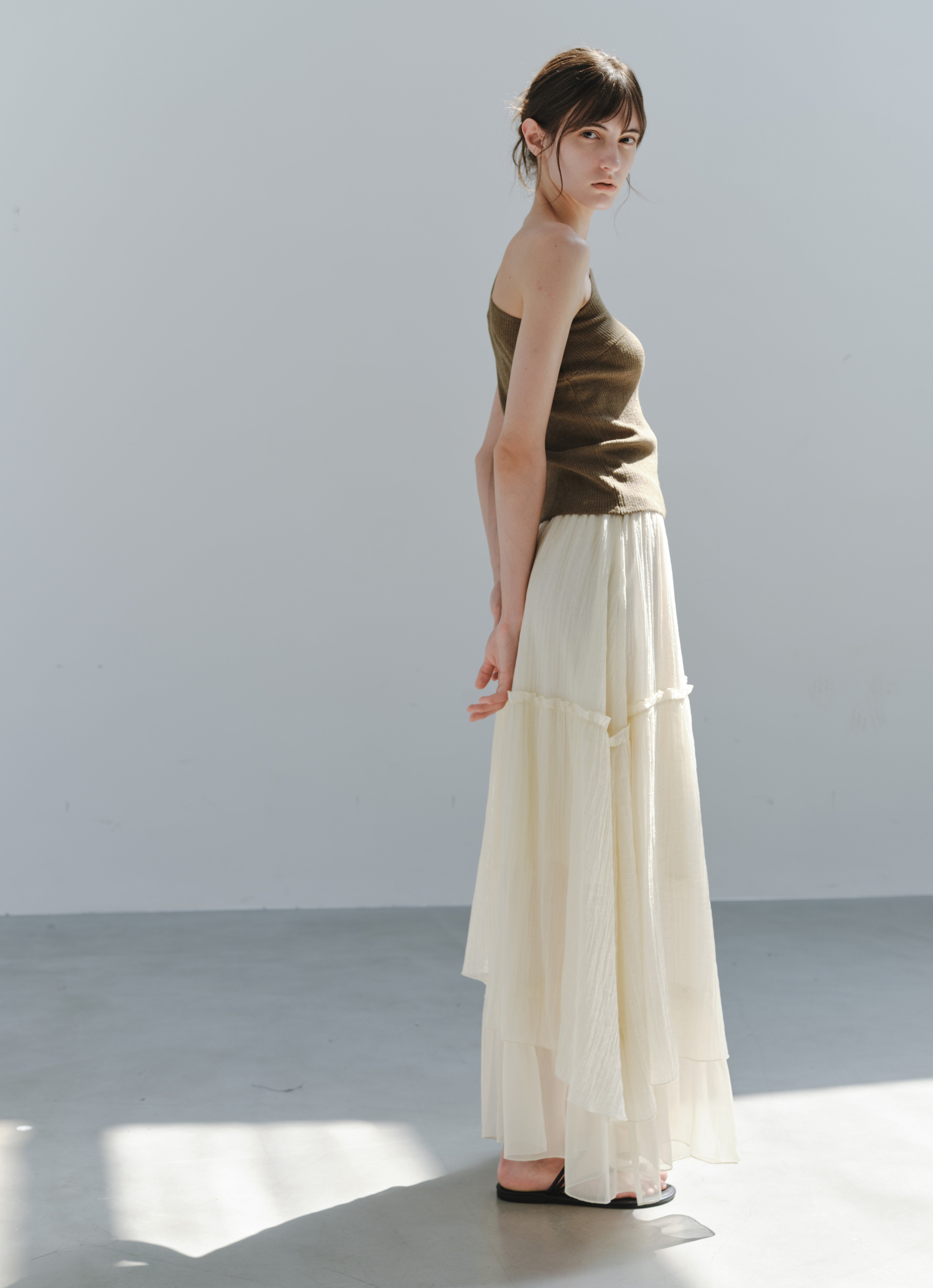 SHEER FRILL TIERED SKIRT