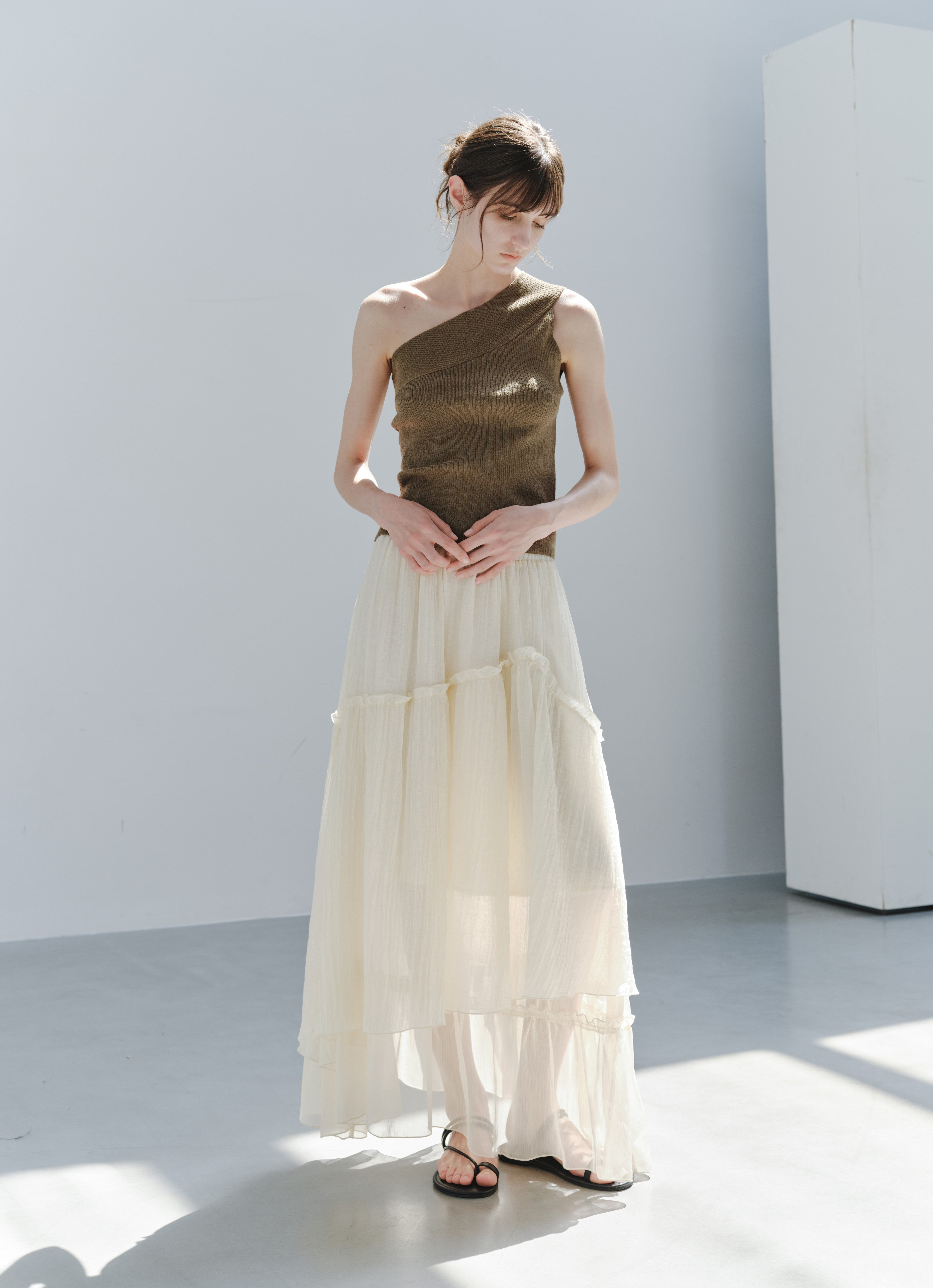 SHEER FRILL TIERED SKIRT