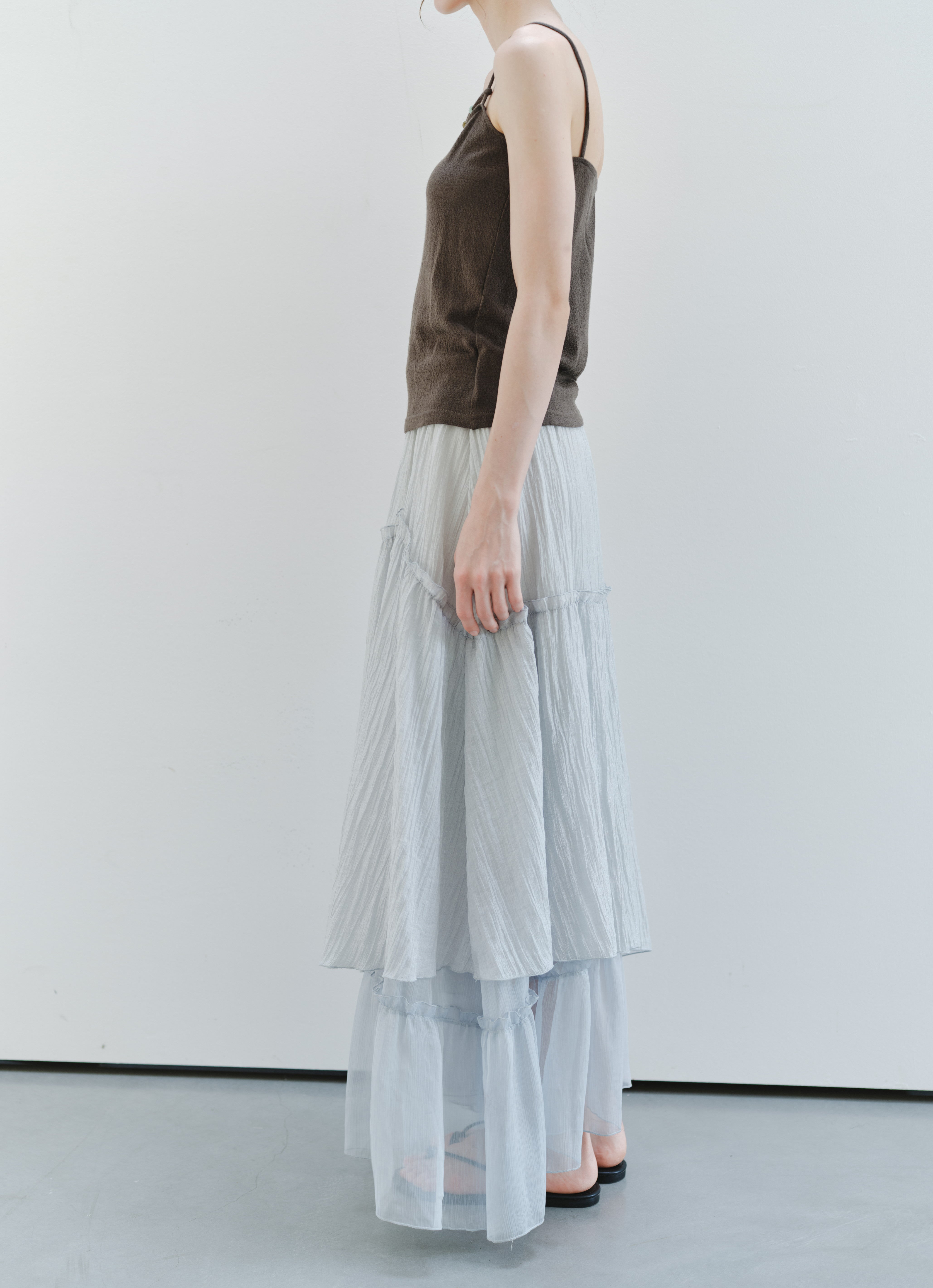 SHEER FRILL TIERED SKIRT