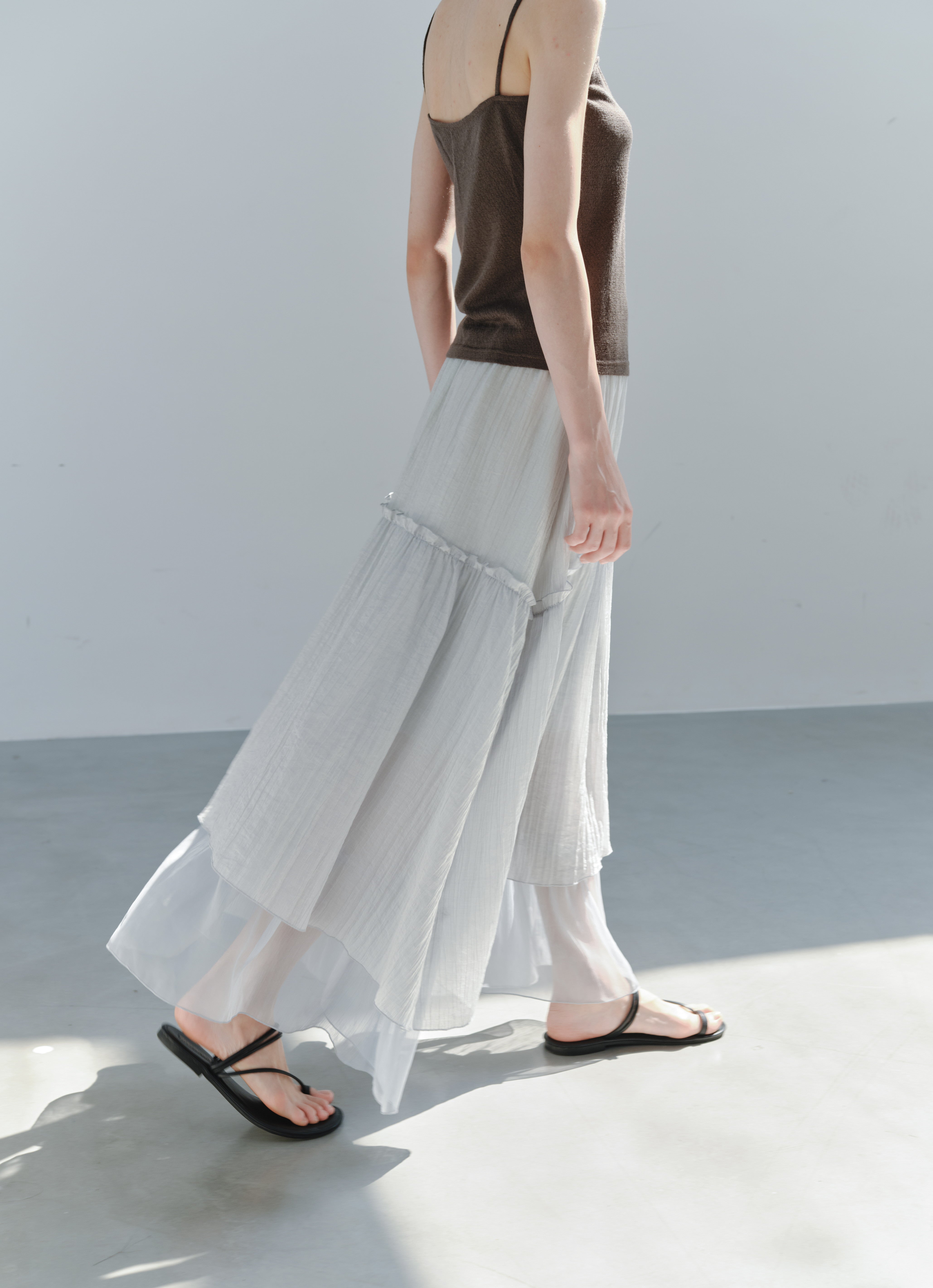SHEER FRILL TIERED SKIRT