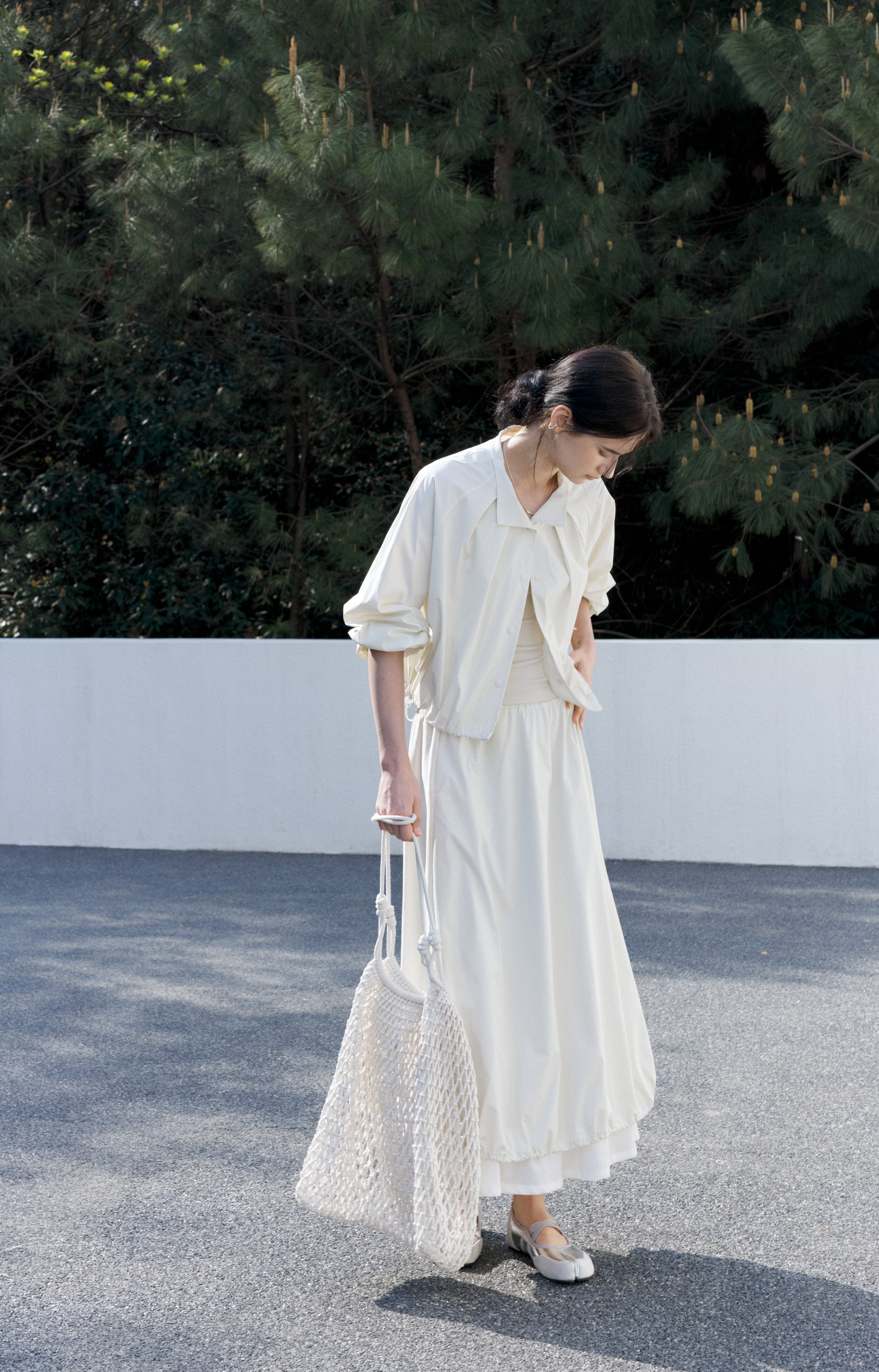 UV CUT NECK PLEATED DRAPE BLOUSON / UVカットネックプリーツドレープブルゾン