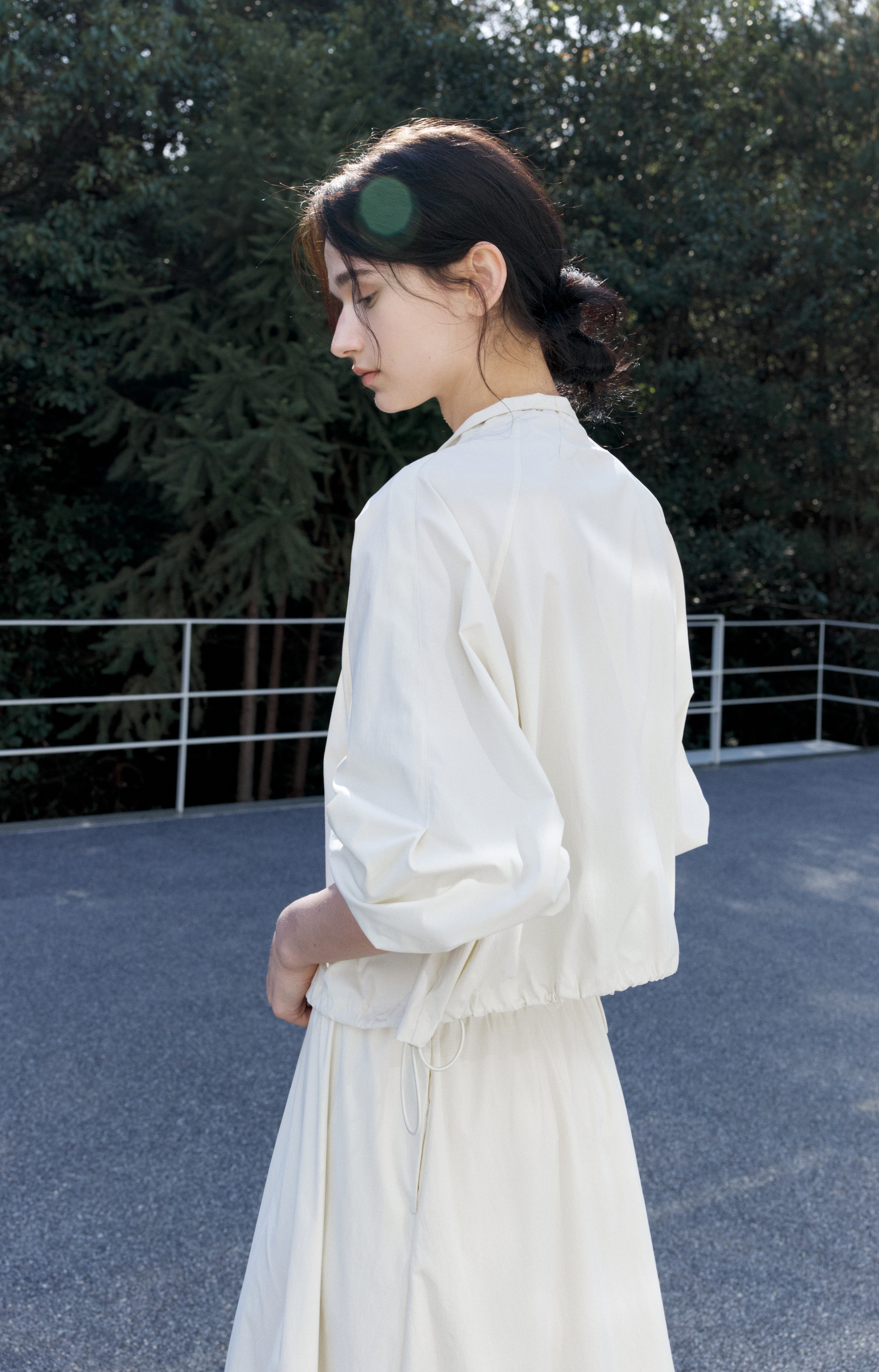 UV CUT NECK PLEATED DRAPE BLOUSON / UVカットネックプリーツドレープブルゾン