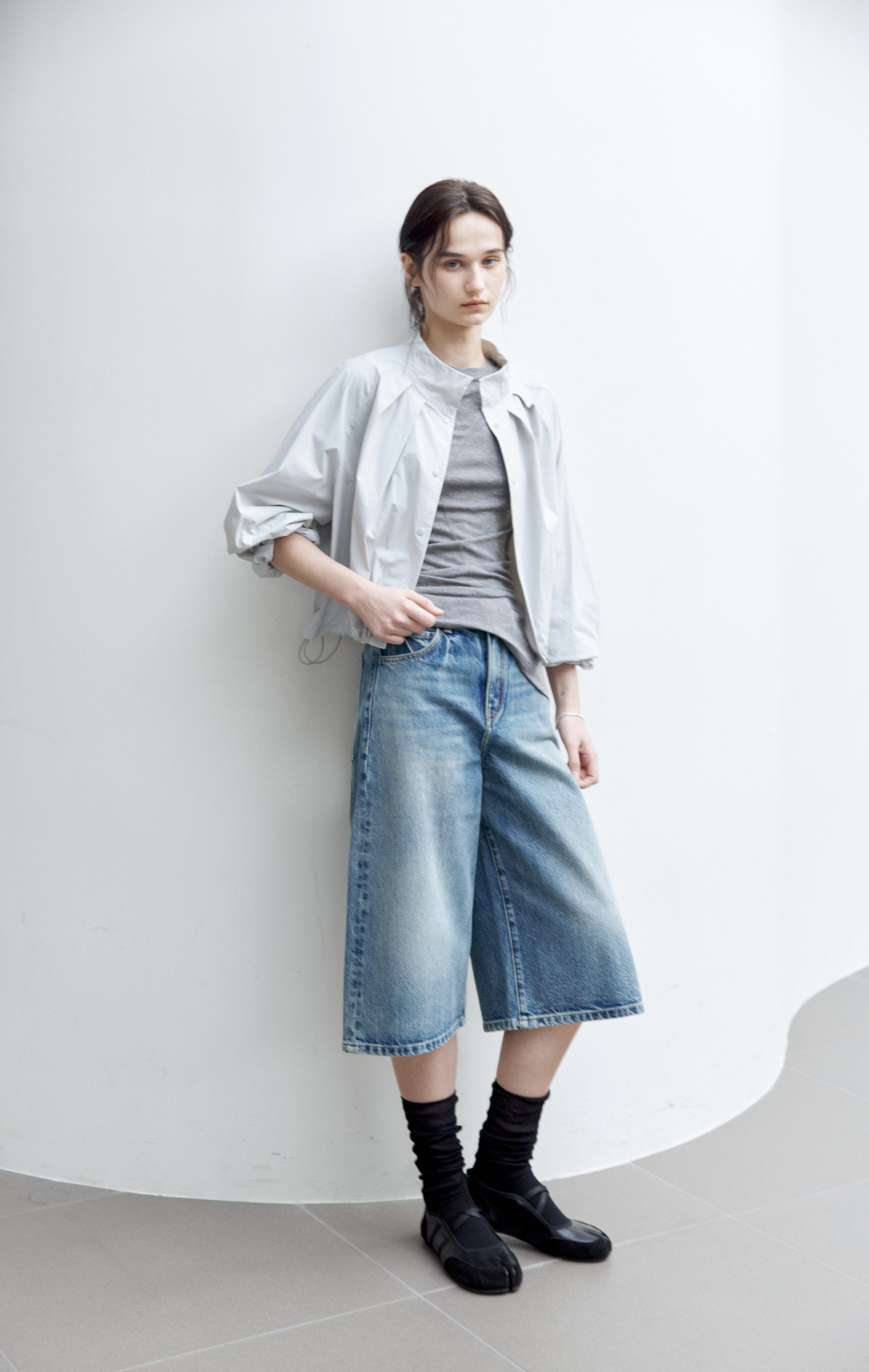 UV CUT NECK PLEATED DRAPE BLOUSON / UVカットネックプリーツドレープブルゾン