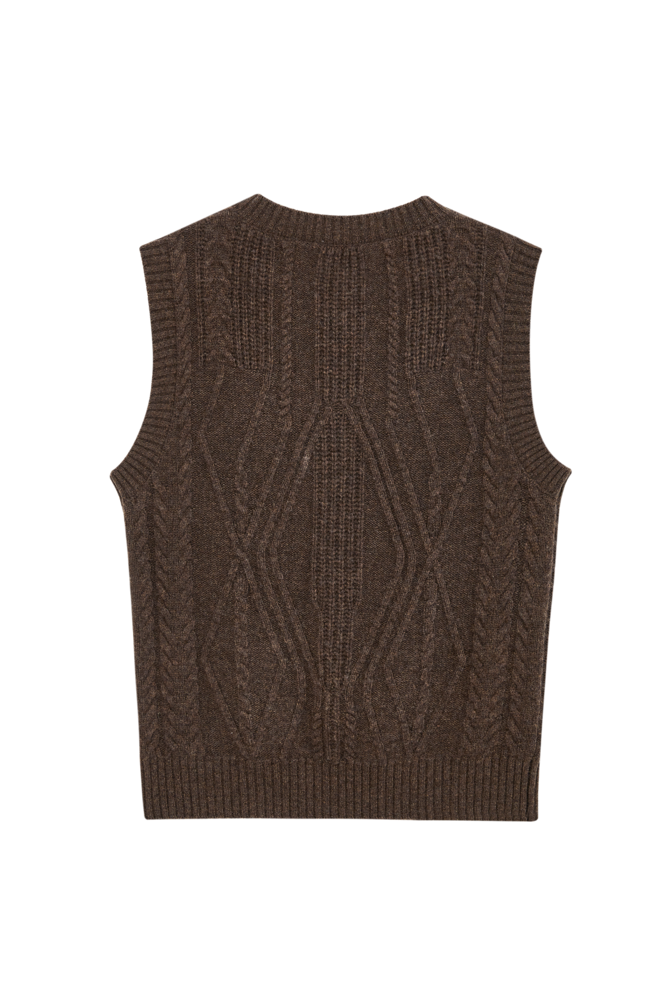 WOOL CABLE CARDIGAN VEST