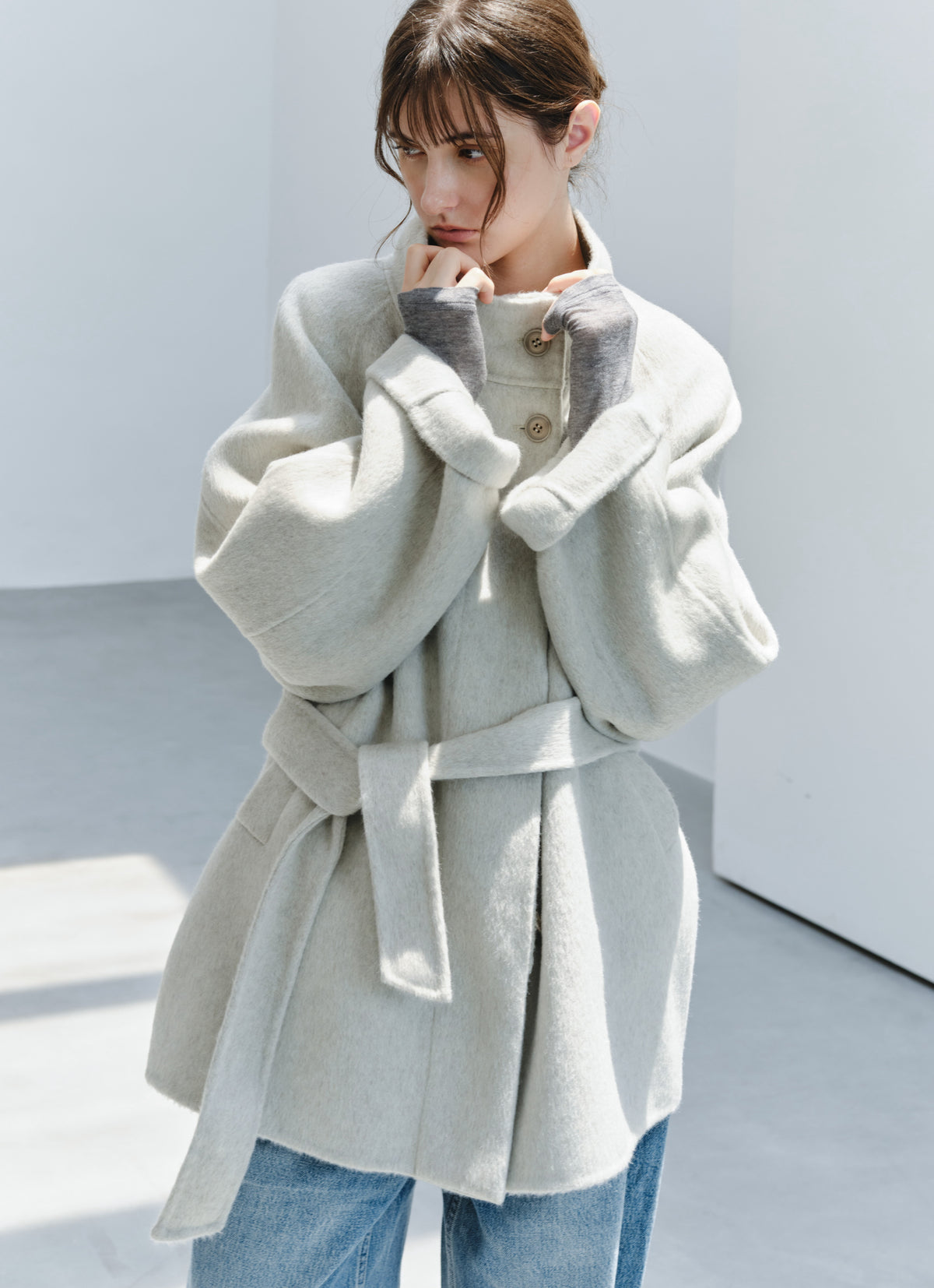 FEATHER WOOL100% MIDI COAT