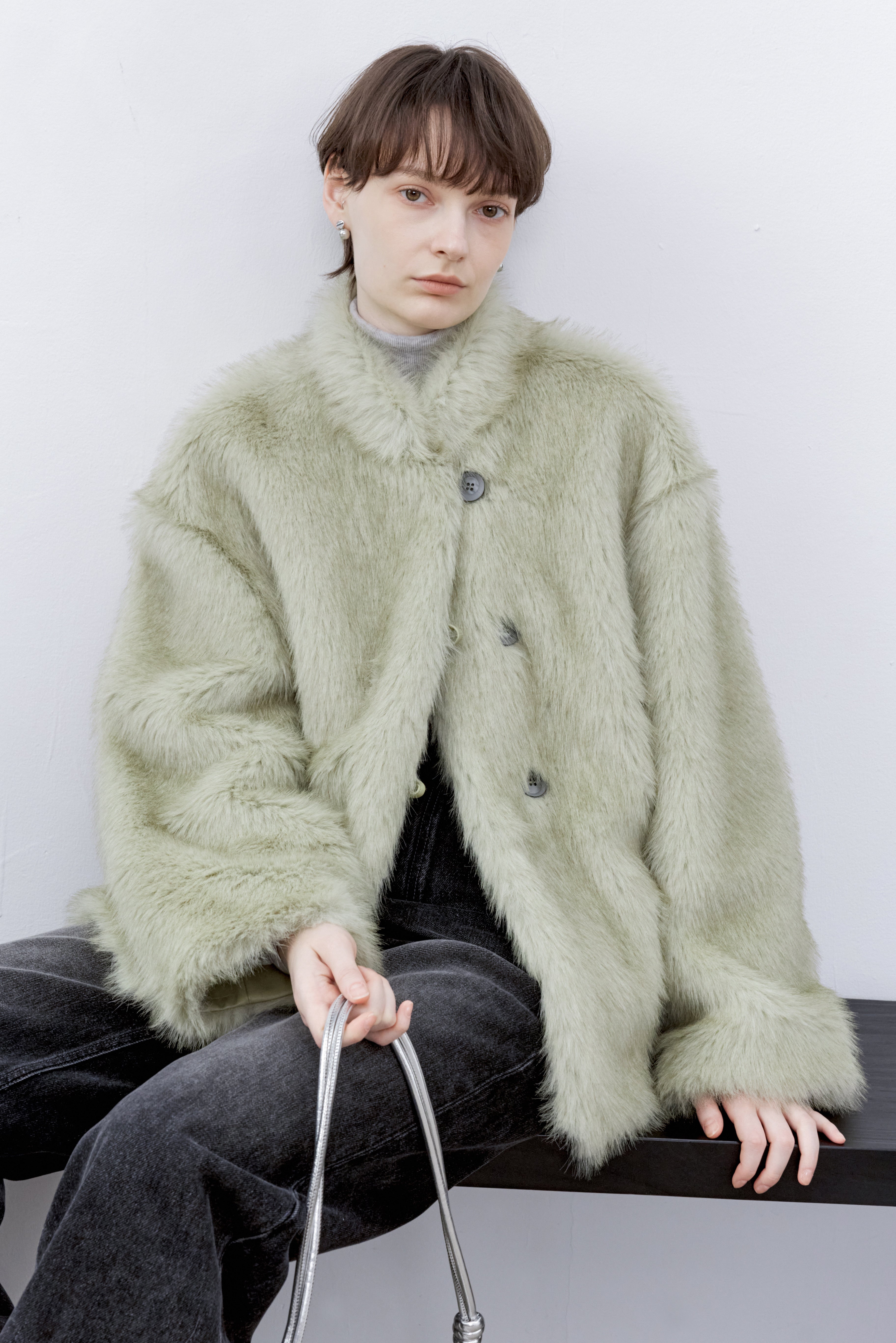 GREEN FUR SOFT COAT