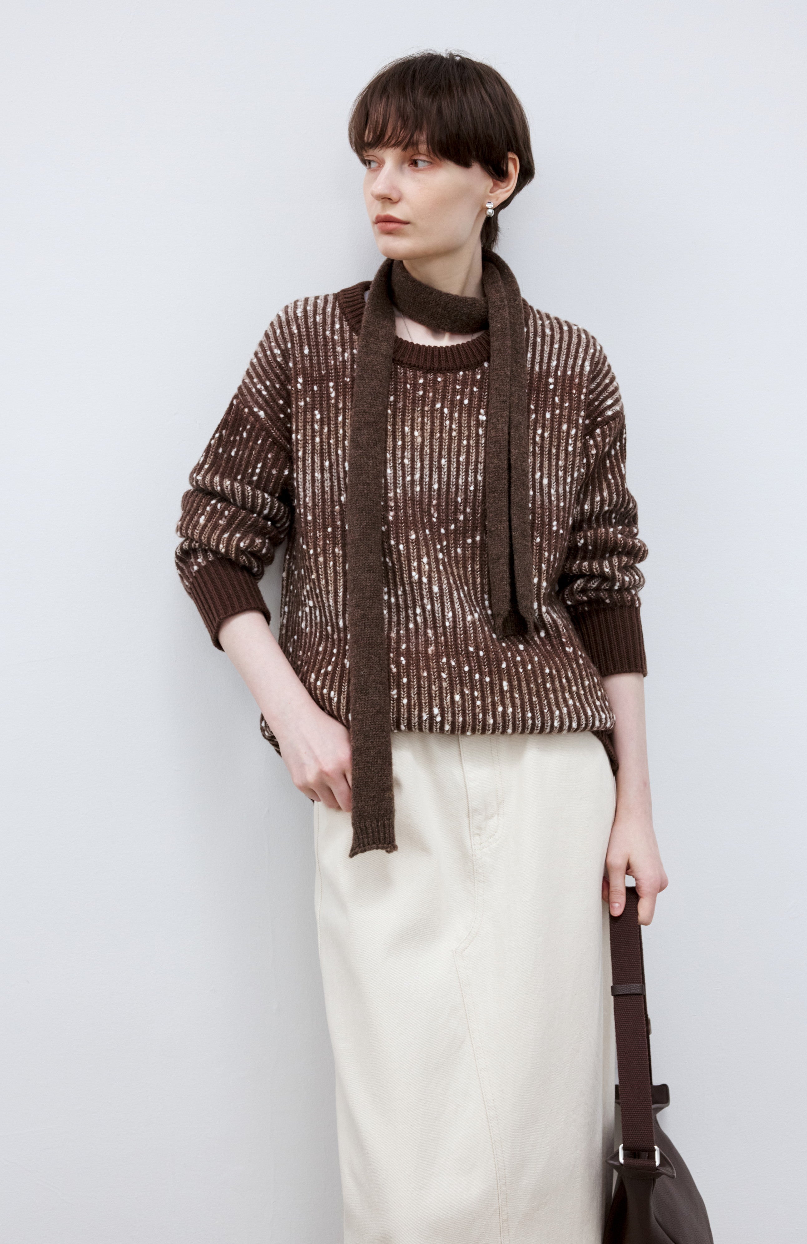 SNOW DOT BROWN SWEATER / スノードットブラウンセーター