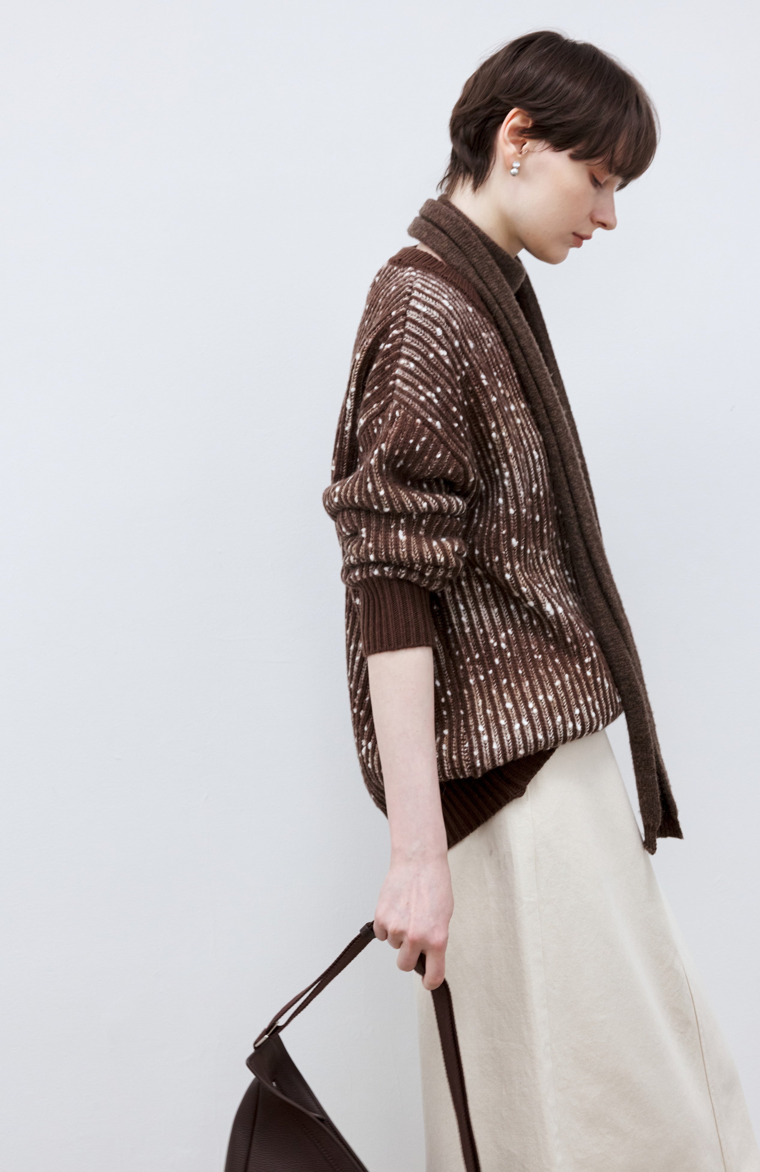 SNOW DOT BROWN SWEATER / スノードットブラウンセーター