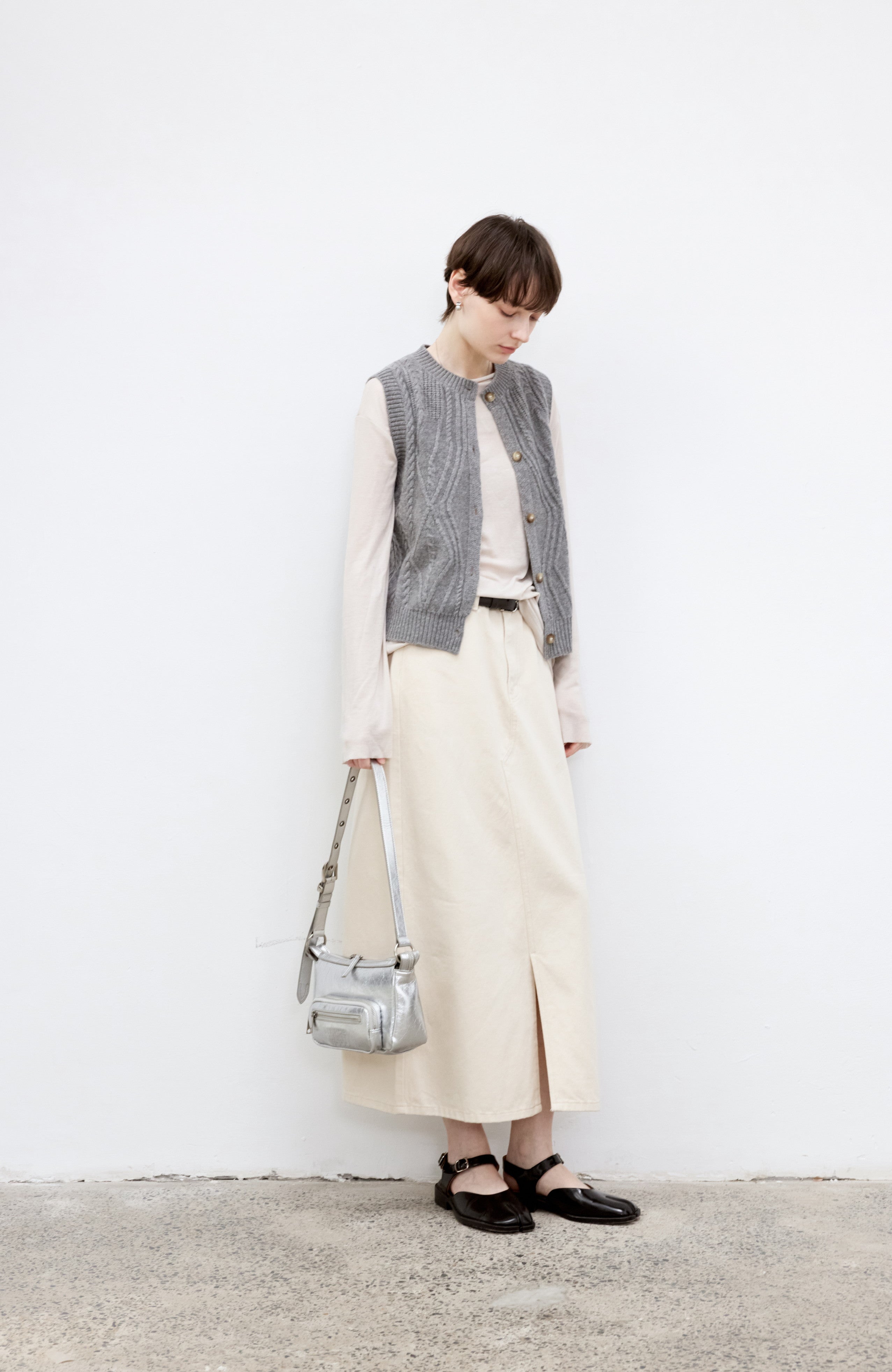 WOOL CABLE CARDIGAN VEST / ウールケーブルカーディガンベスト